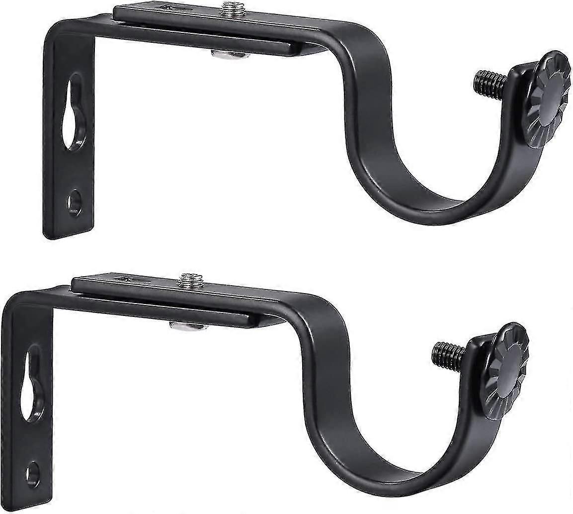Adjustable Curtain Rod Brackets, 18-22mm, Black, 2pcs
