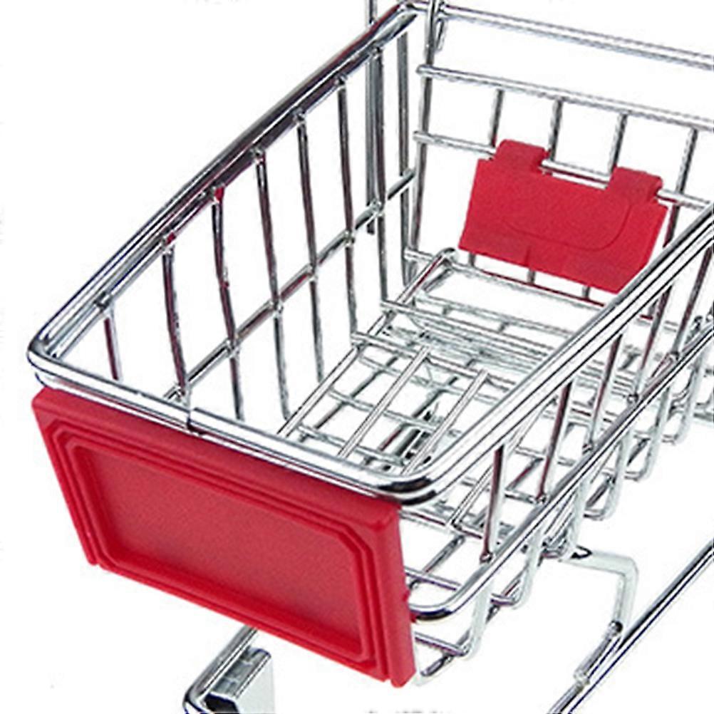 Mini Pretend Play Cart for Kids Metal Trolley Toy with 4 Wheels Silver Color Desk Accessories Holder Office Gift 8.66 Inch