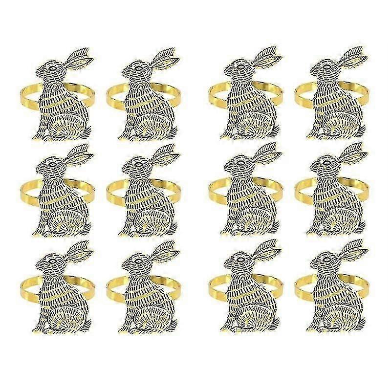 Easter Bunny Napkin Rings Rabbit Napkin Ring Holders Metal Table Decor Set of 12 for Easter Party B
