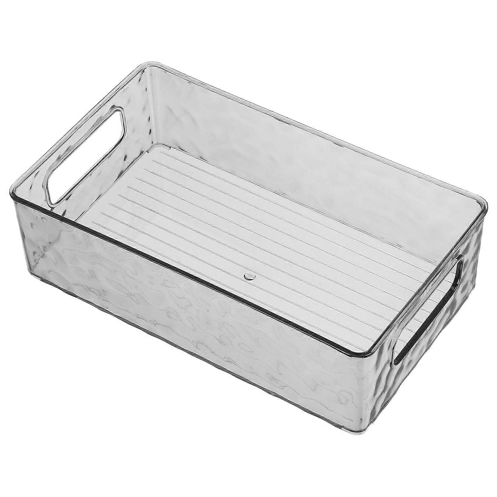 Transparent Plastic Storage Bins with Handles for Kitchen and Freezer Organization – Durable Rectangular Grey Design for Storage