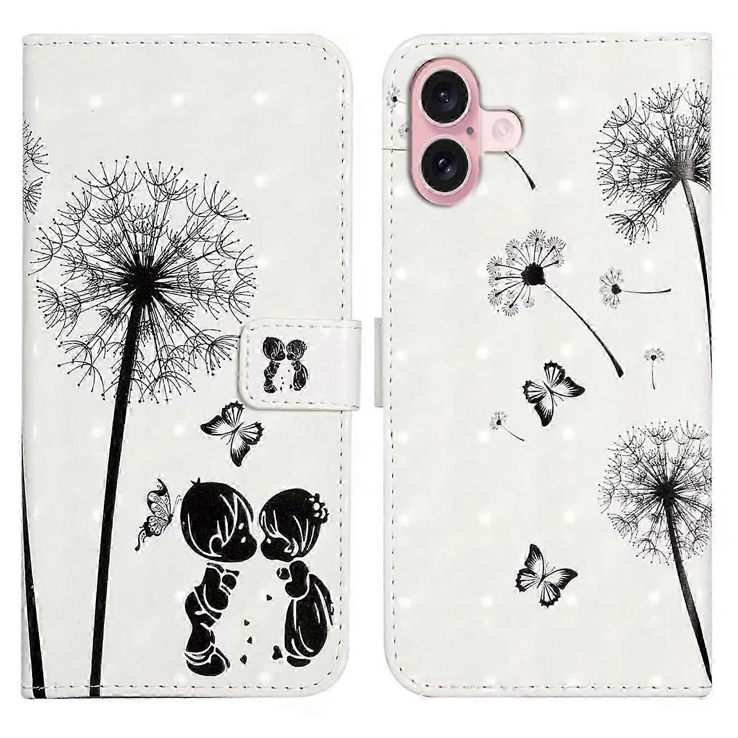 For iPhone 17 Case 3D Creative Pattern PU Leather Stand Phone Cover