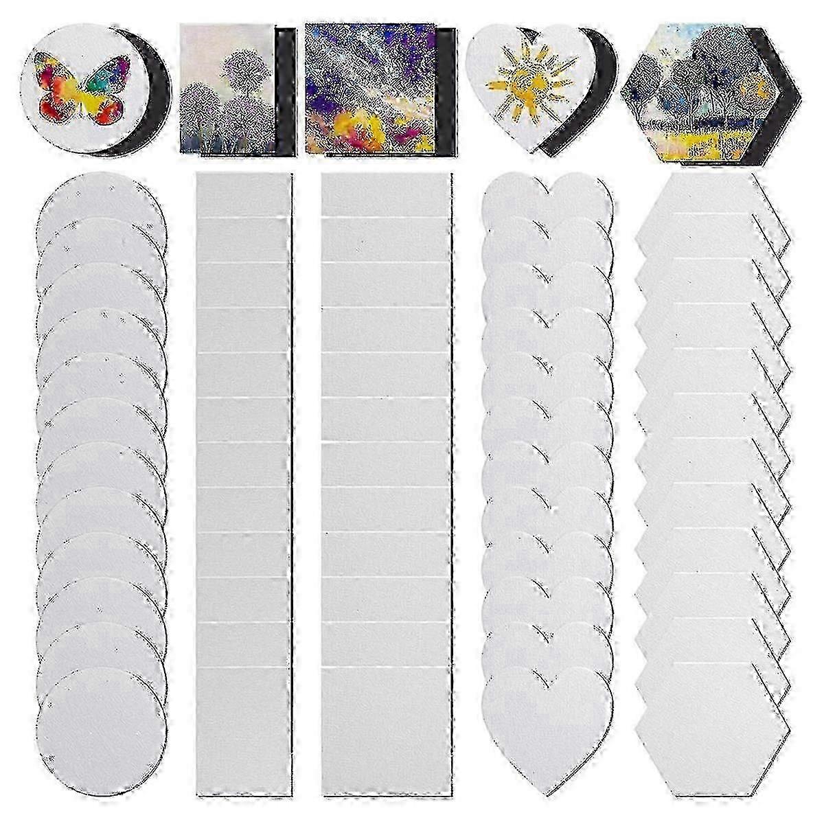 60 Pcs Mini Magnetic Canvas Panel Magnetic Canvas Boards Magnetic Painting Canvas Panel (multi Shape)--