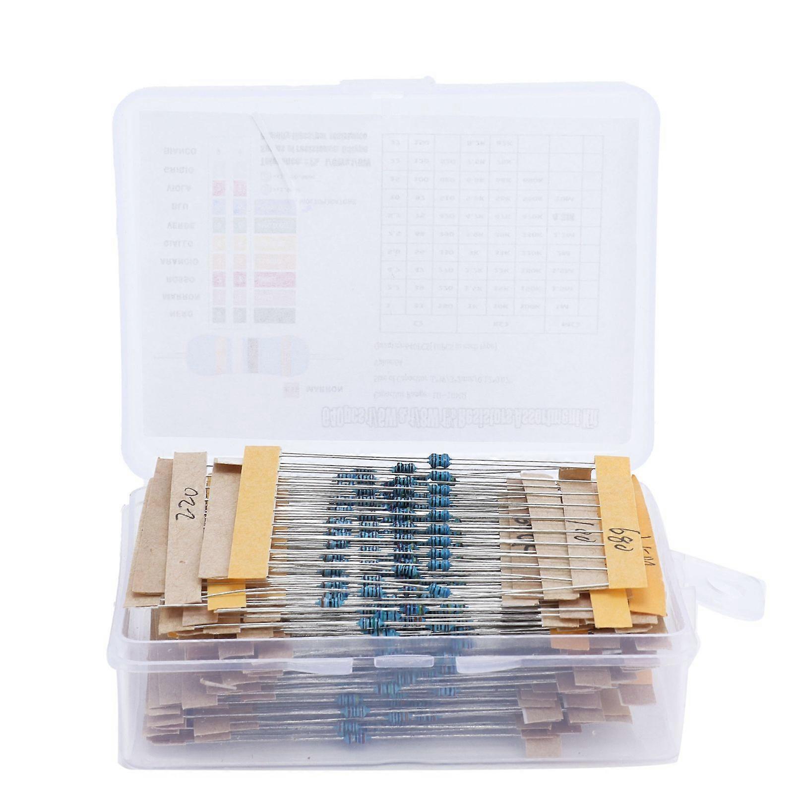 640Pcs Resistor 64 Values 1% Metal Film 110M 1/6W Assortment Kit Set Pack for DIY