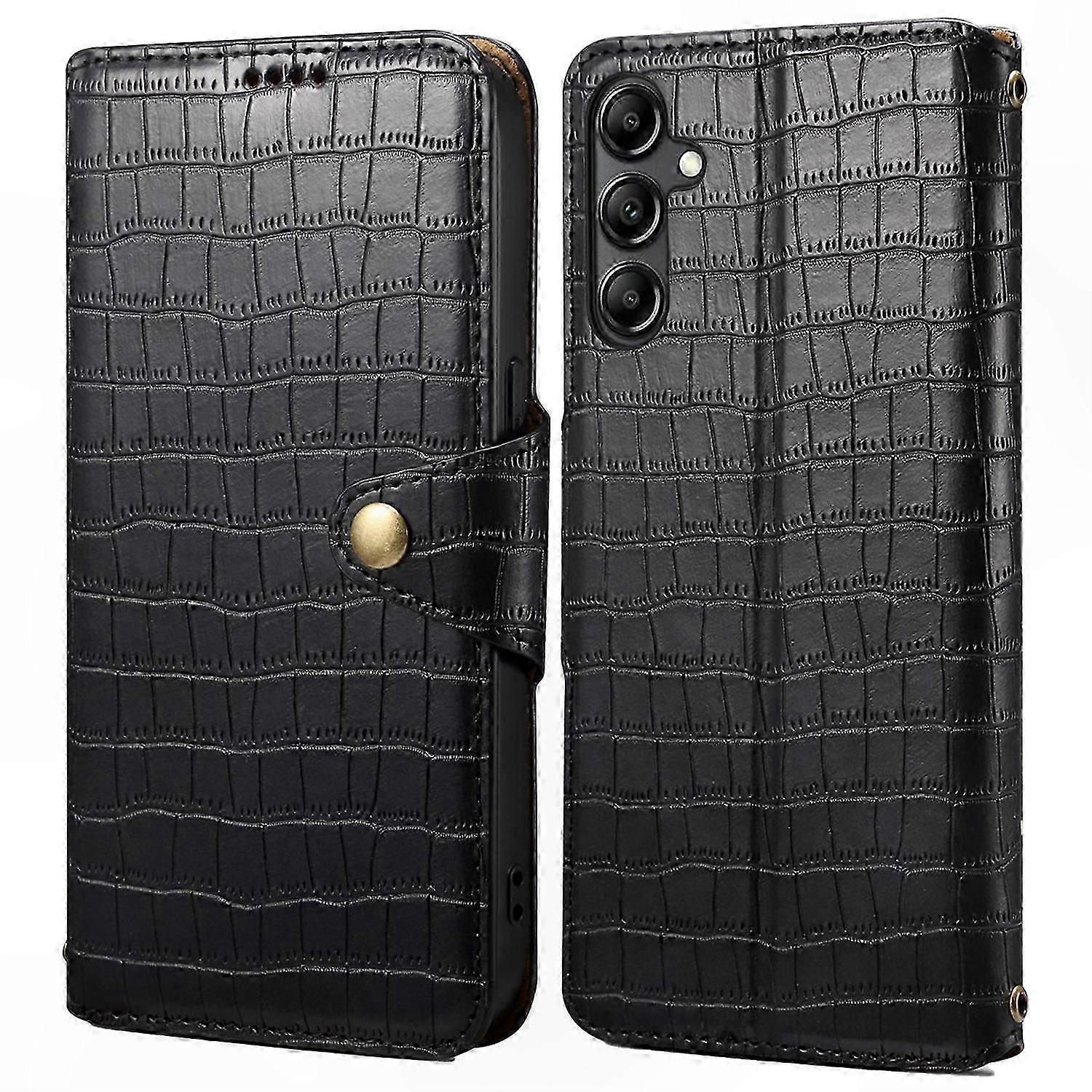 Leather Phone Case with Crocodile Texture and Stand Function for Galaxy S24