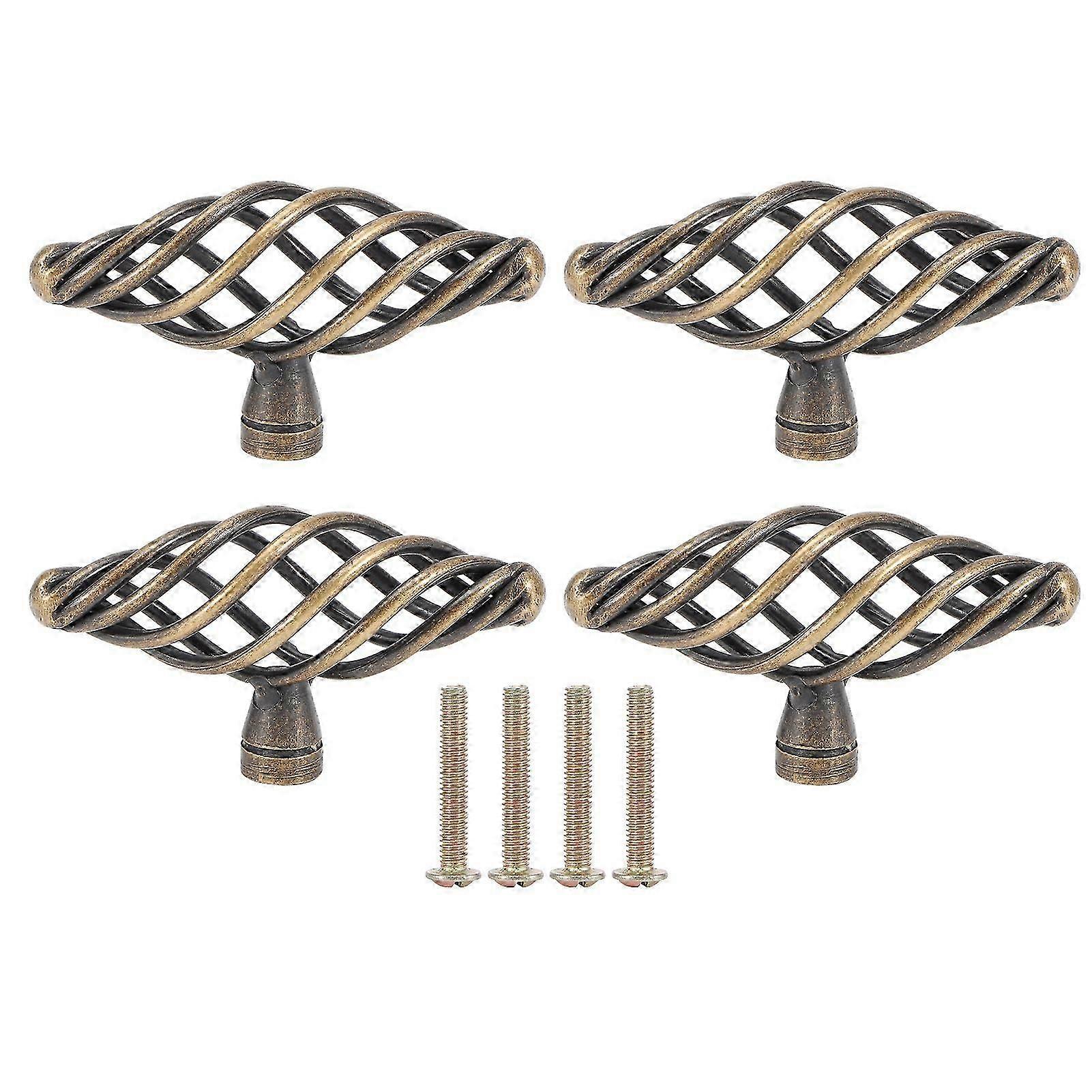 4Pcs Door Handle Antique Zinc Alloy Pull Knobs Closet Wardrobe Drawer Cabinet Hardware Accessory