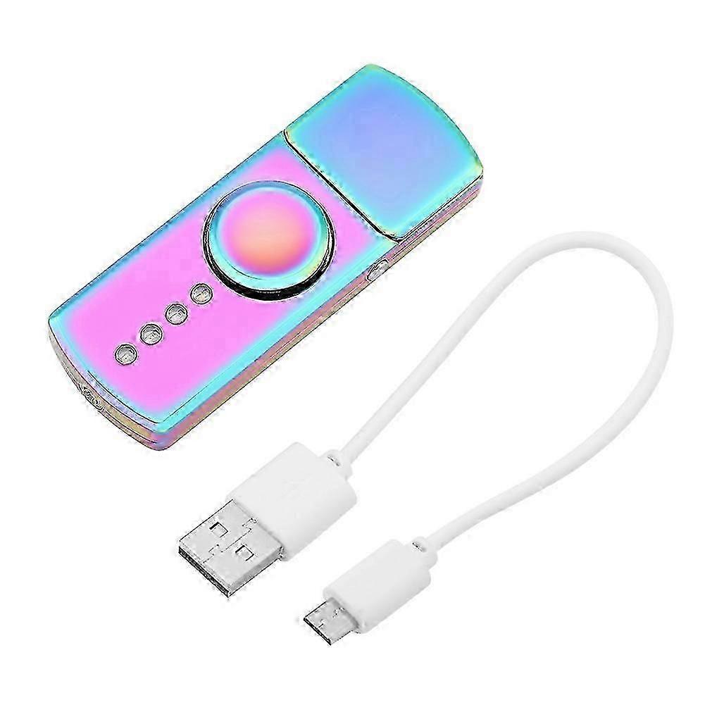 USB-Aufladung Elektrischer Zigarettenanzünder Fidget Feuerzeug 7 Farben LED-Taschenlampe (bunt)
