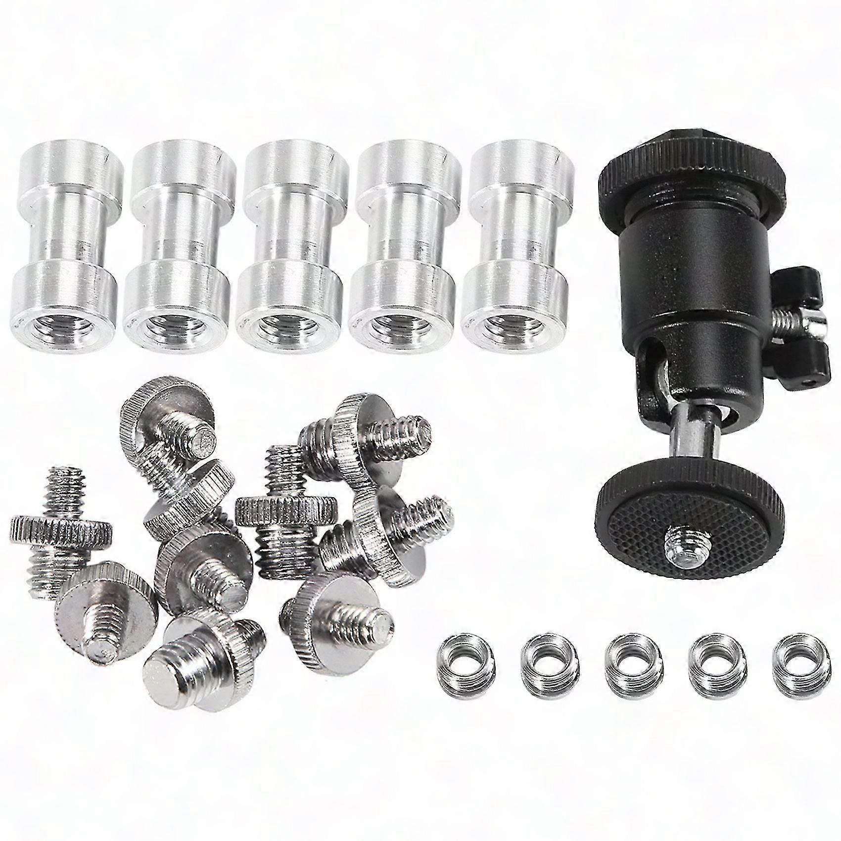 21 Pcs 1/4" & 3/8" Camera Screws Kit with Hot Shoe Adapter Mount for DSLR Cameras