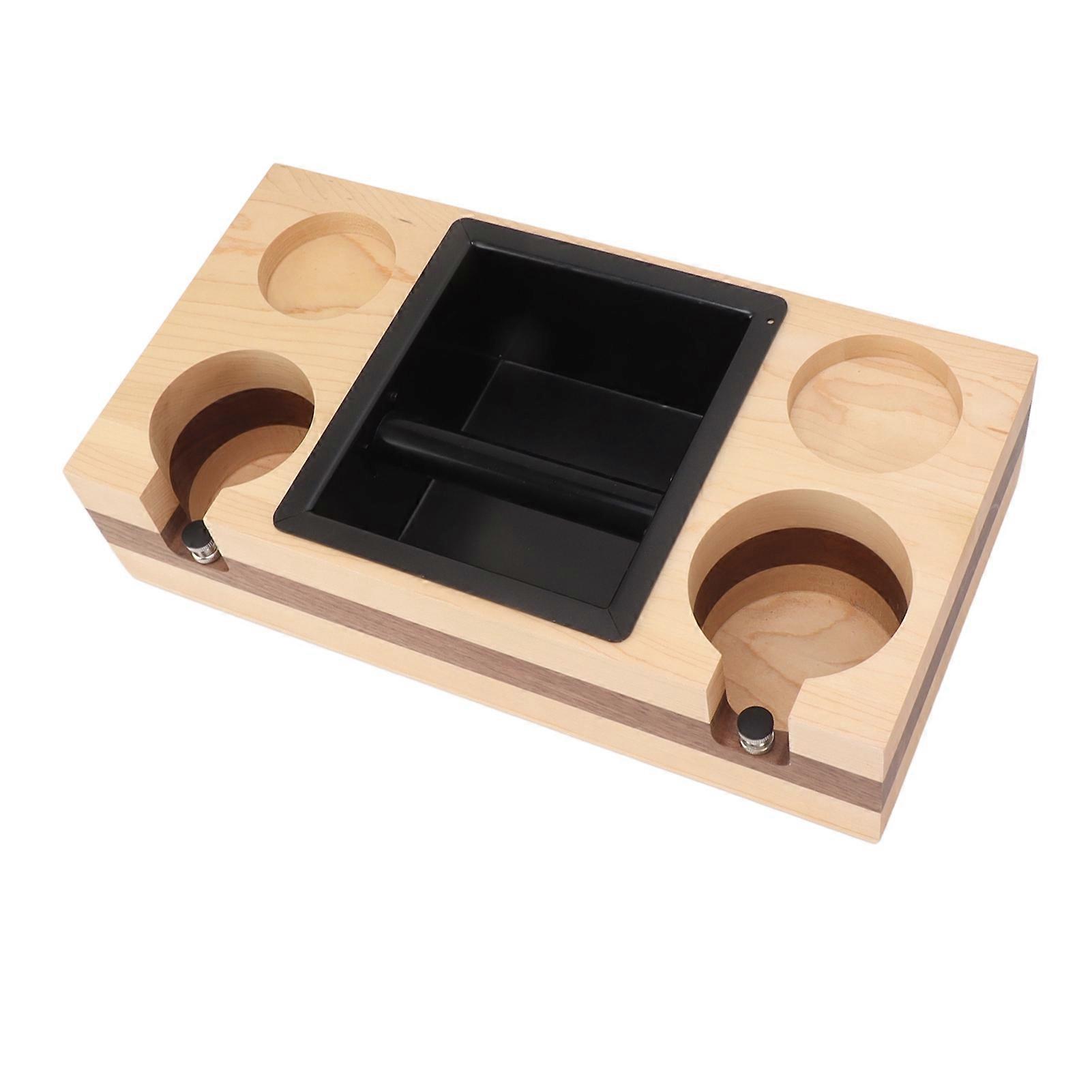 Coffee Knock Box Home Wood Splicing Filter Tamper Holder Slag Storage Station Organizer Dark In Light 