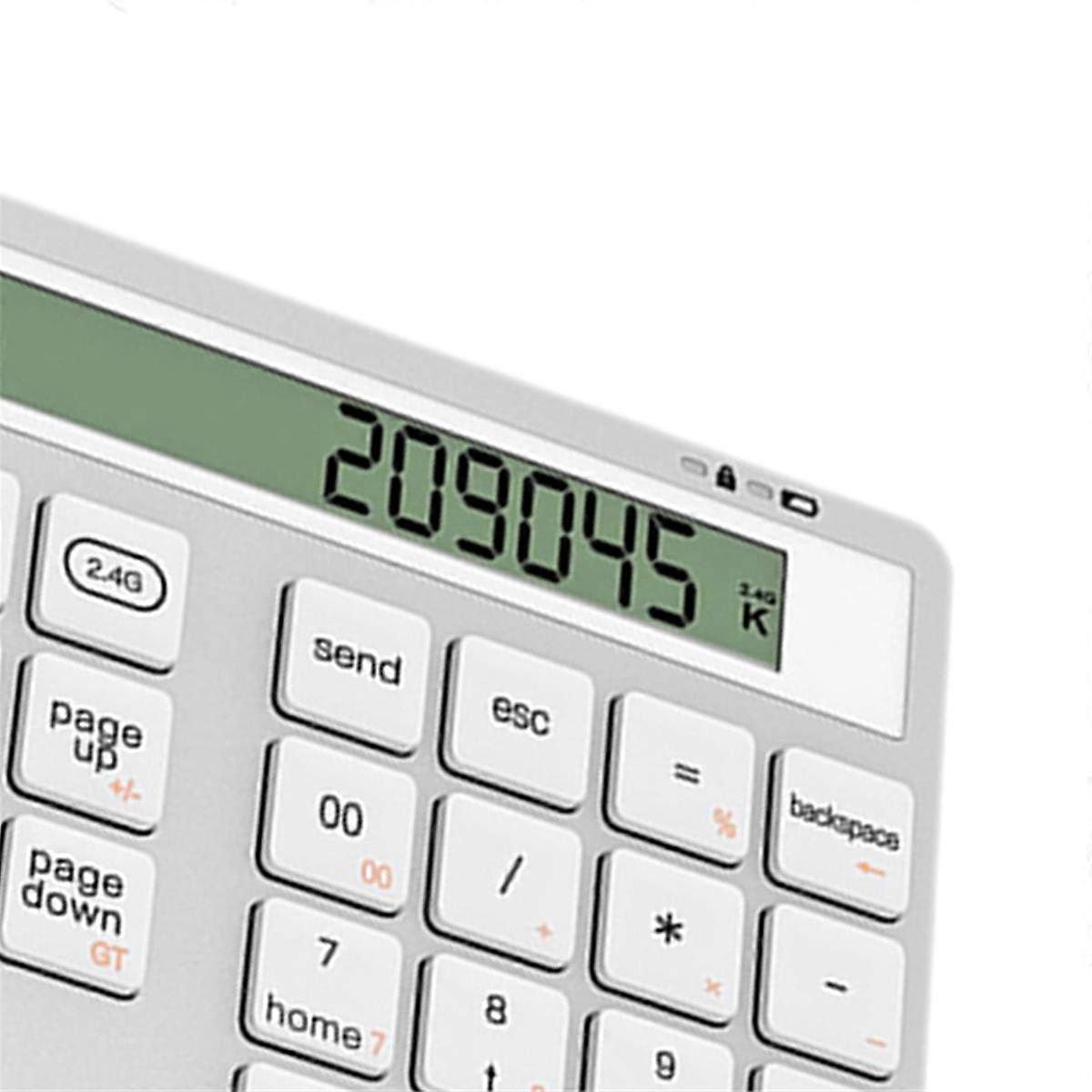 Ergonomic Bluetooth Dual Mode Wireless Numeric Keyboard with Display Calculator 2in1 Wireless Number Keypad Grey