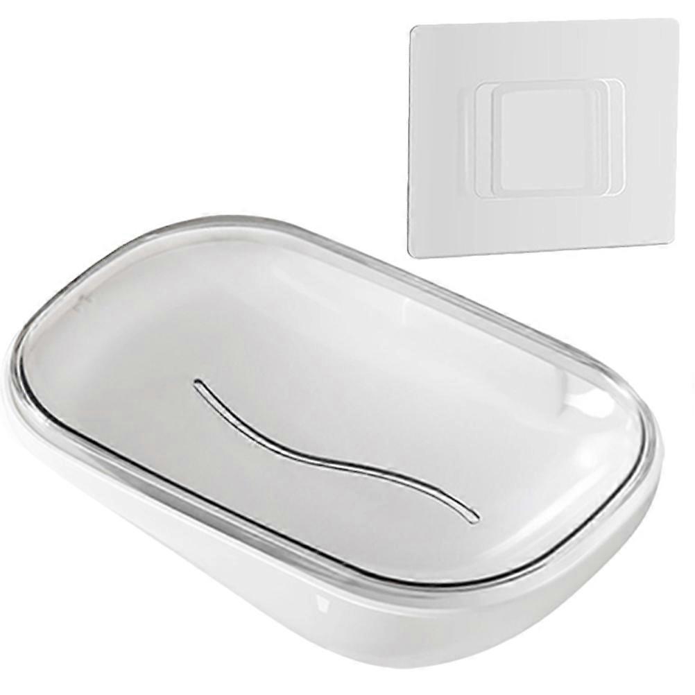 Self Adhesive Soap Draining Tray Rectangular Soap Holder For Bathroom Suitable 14X9X3CM Large Capacity 1Pack