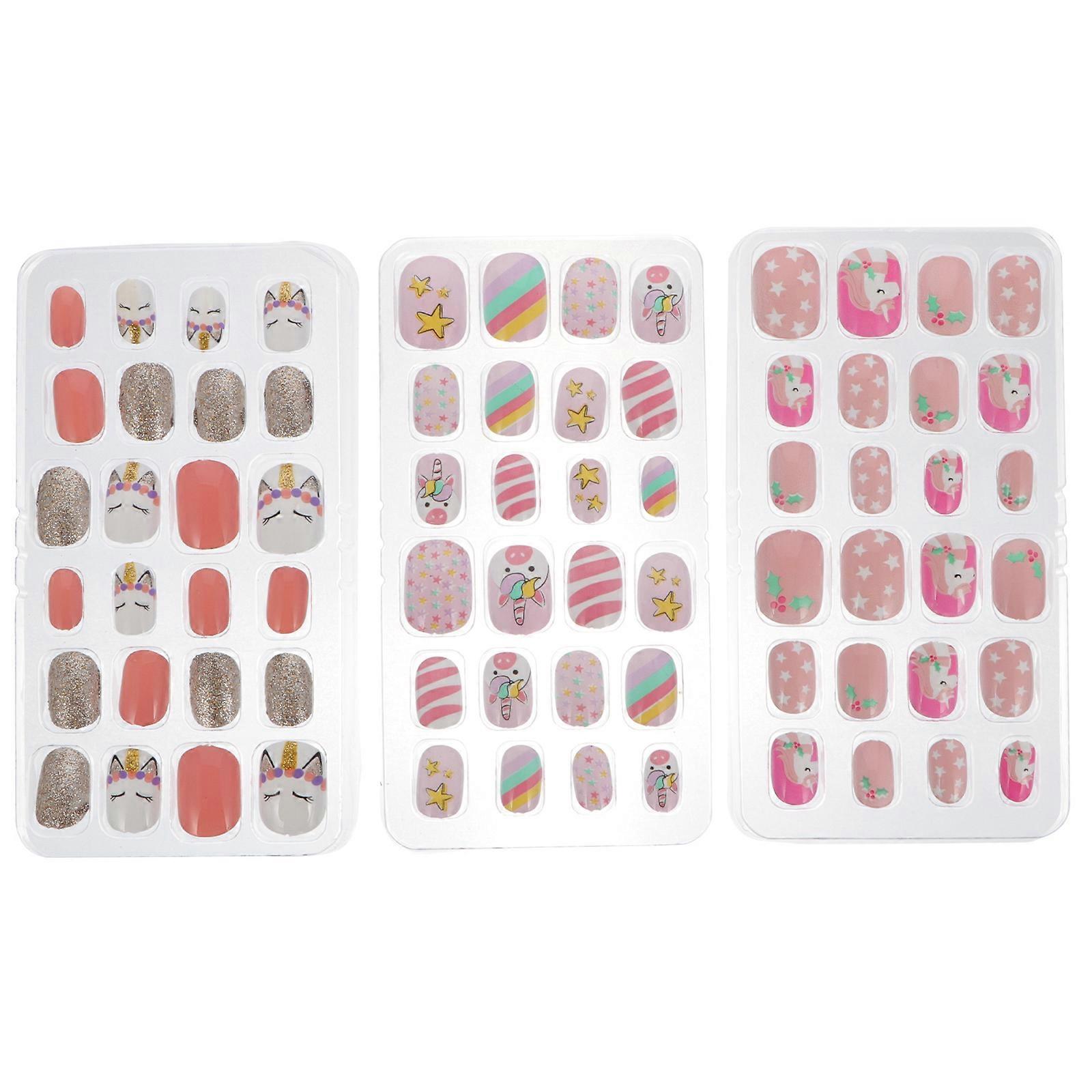 72Pcs Children's Press On False Nails Full Cover Durable For Graduation Party Celebrations