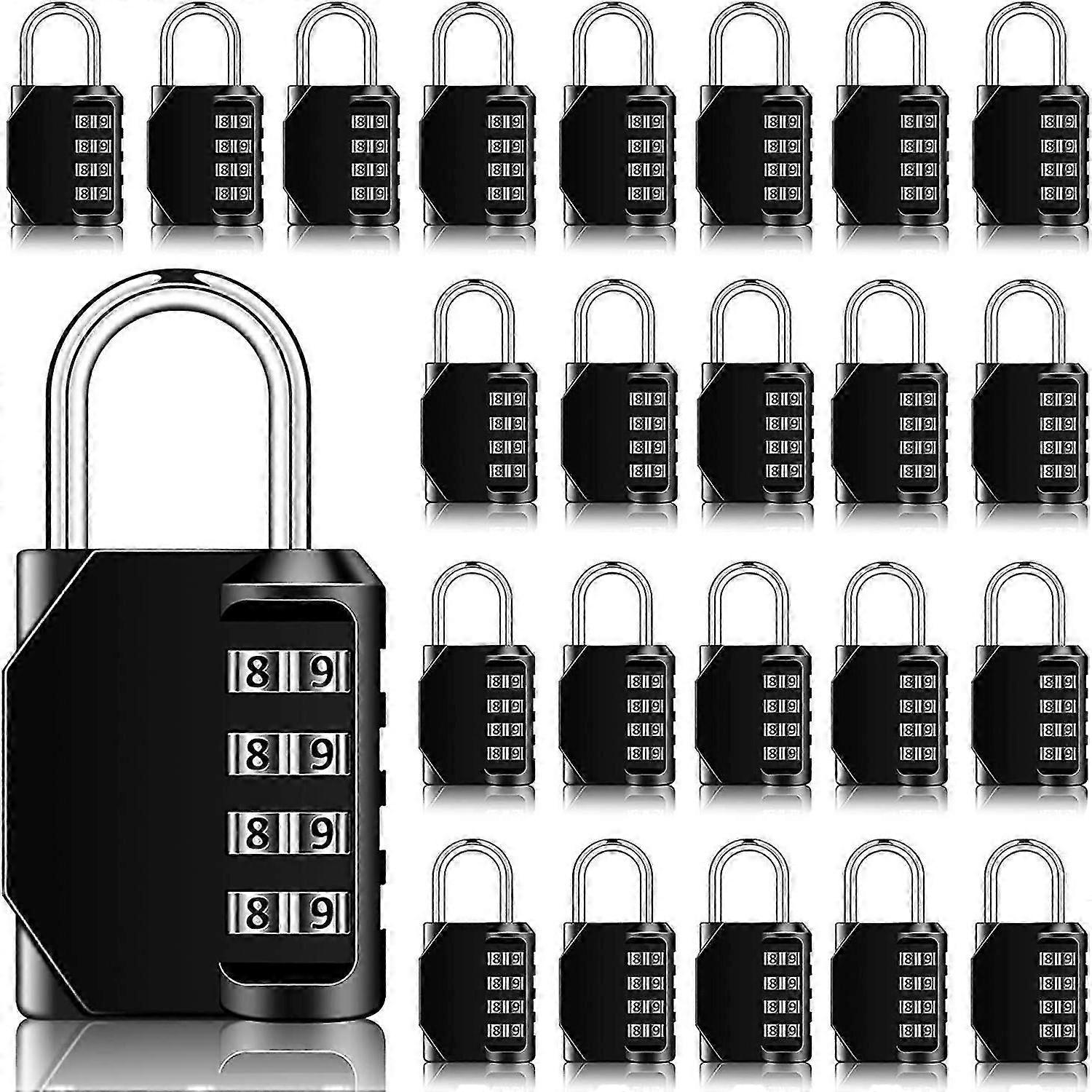 Combination Lock 4 Digit Combination Padlock Waterproof Fence Sports Toolbox Gate Case  (Black,24 Pieces)