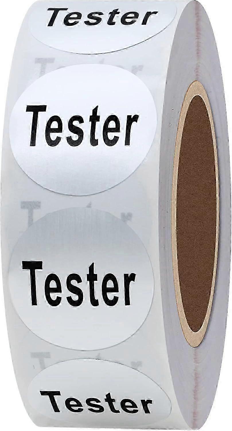 2025 Latest Model Clear Cosmetic Tester Labels - 20mm Round Total 500 Per Roll (Silver)
