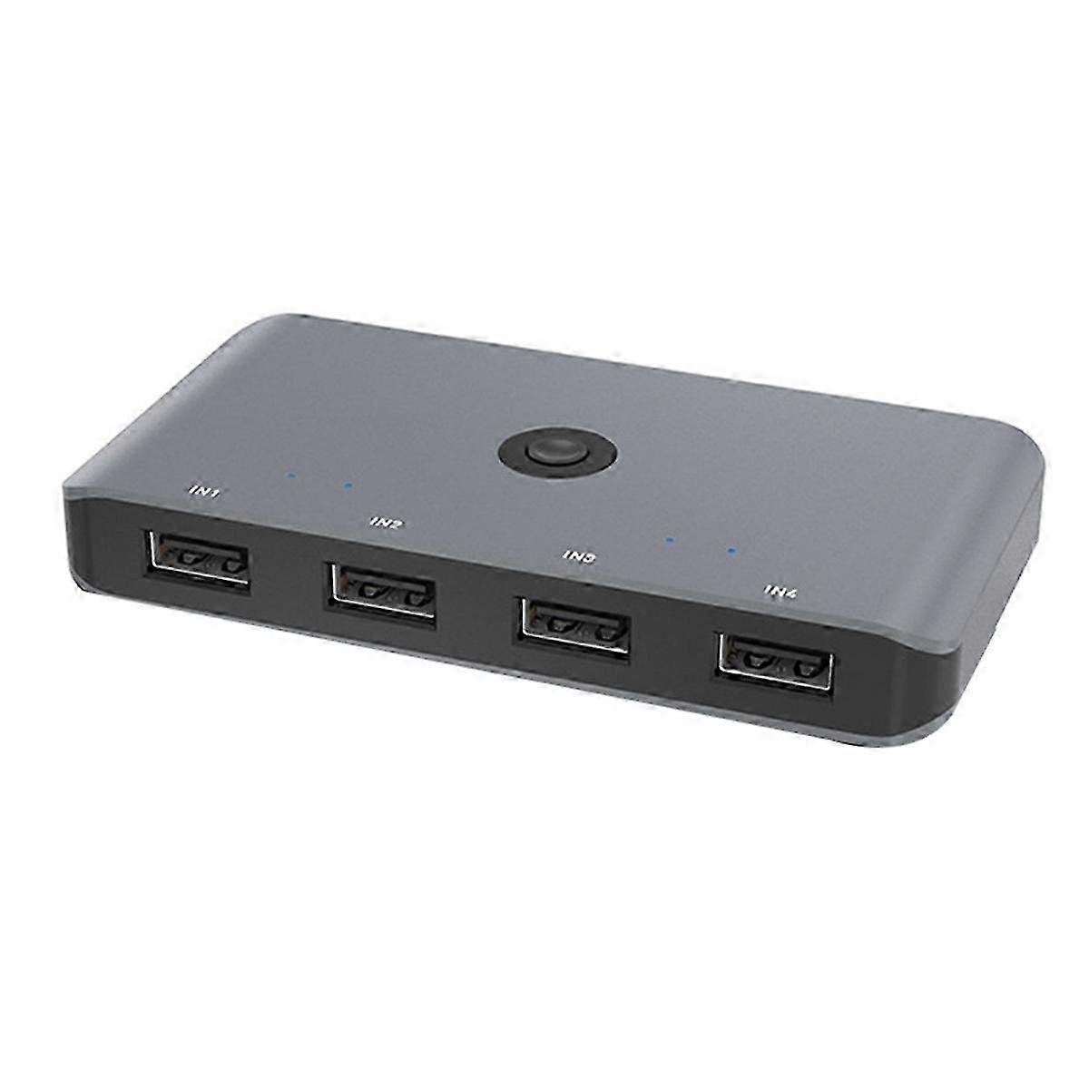 USB 2.0 KVM Switch with Controller Adapter: 4-in-4-Out Printer Splitter for PC & Laptop Key Sharing with Long Range Reception Feature