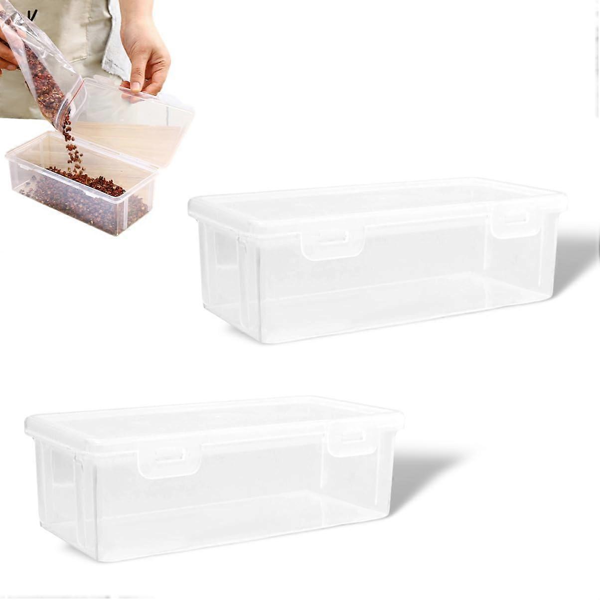 Food Storage Containers 2 Pack With Lids Stackable Large Capacity Seasoning Organizer Bin For Kitchen Cabinet Refrigerator