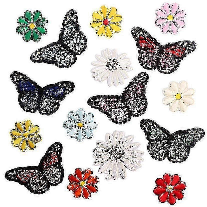 36pcs Flower Appliques Patches Ironing Embroidered Patche Mixed Color