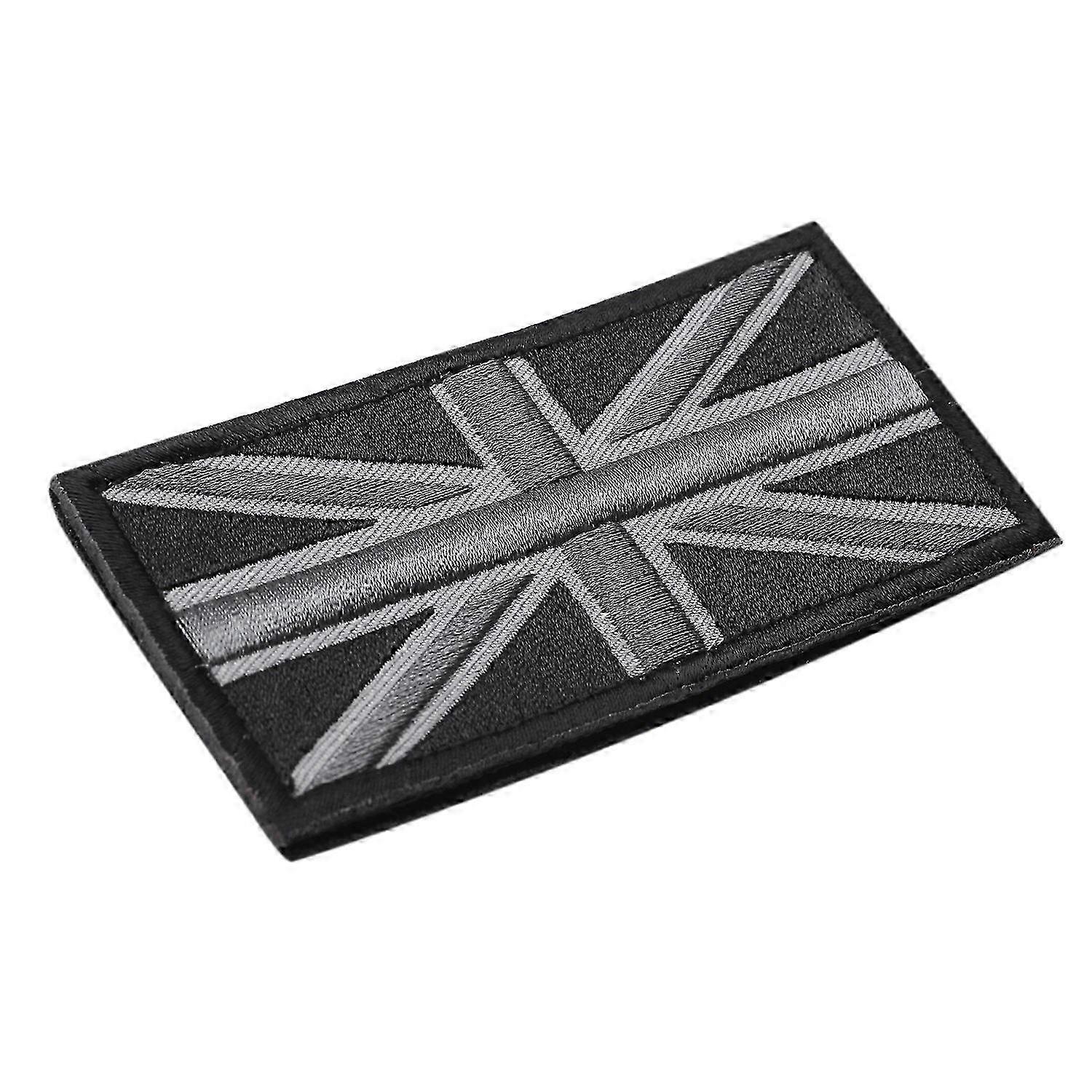 Jack UK Flag Badge Patch Stick 10cm x 5cm NEW, (Černá/Šedá)