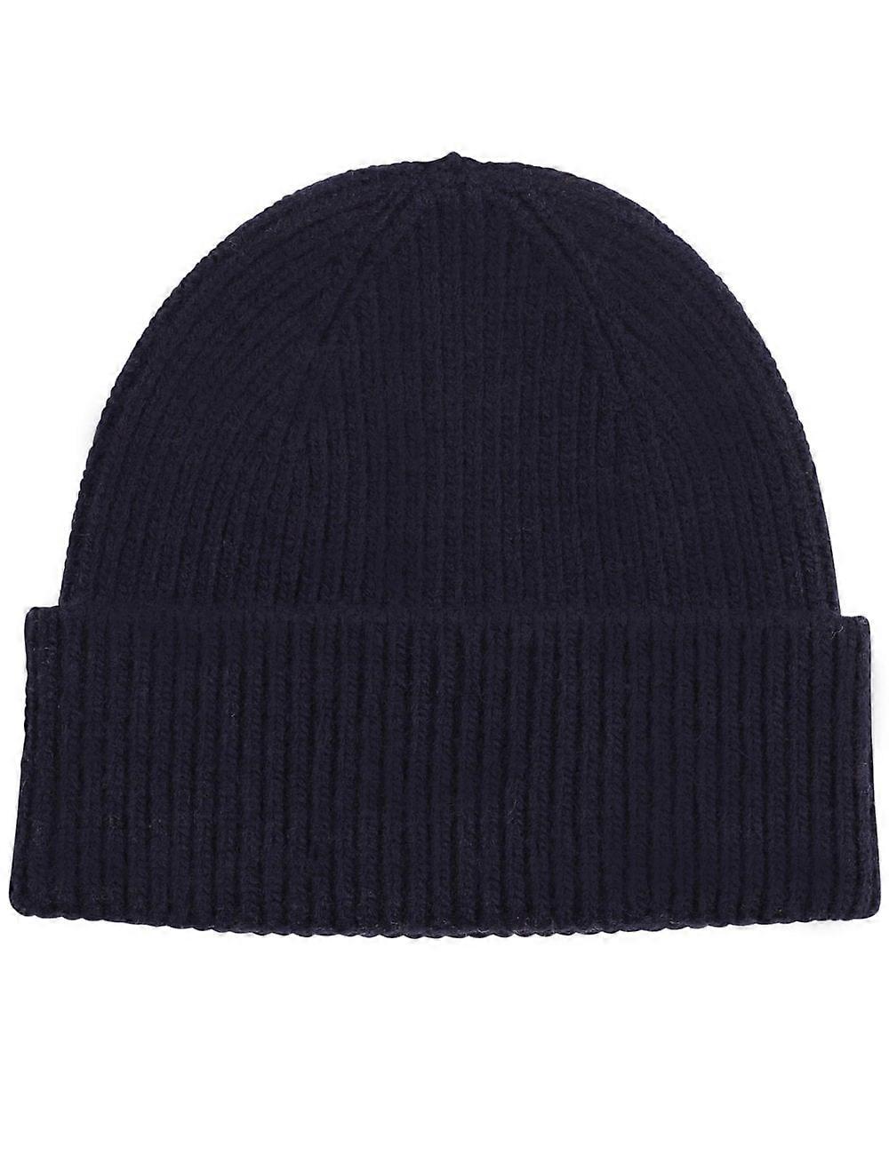 Men's Colorful Standard Merino Wool Beanie Hat - Navy Blue