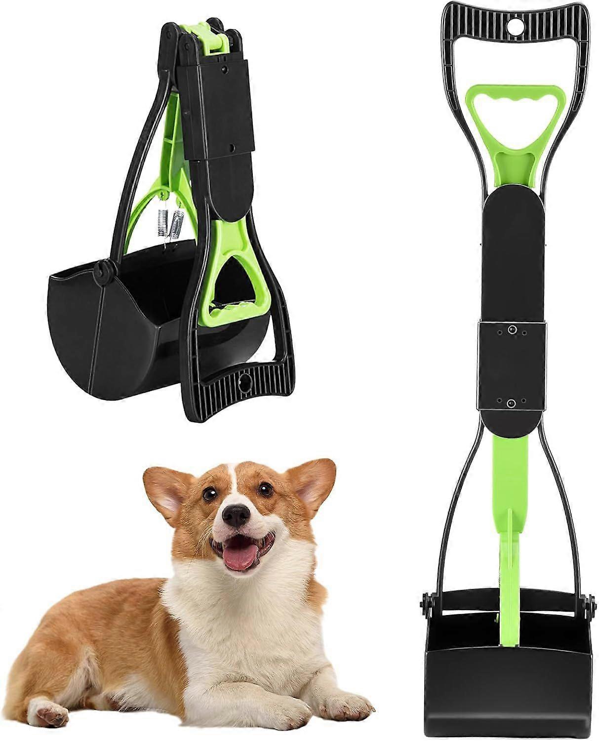 Pooper Scooper for Dogs, Long Handle Poop Scooper for One-Hand Opertating, Portable Dog Poop Pick Up Tool, Easy to Use on Grass, Dirt, Gravel