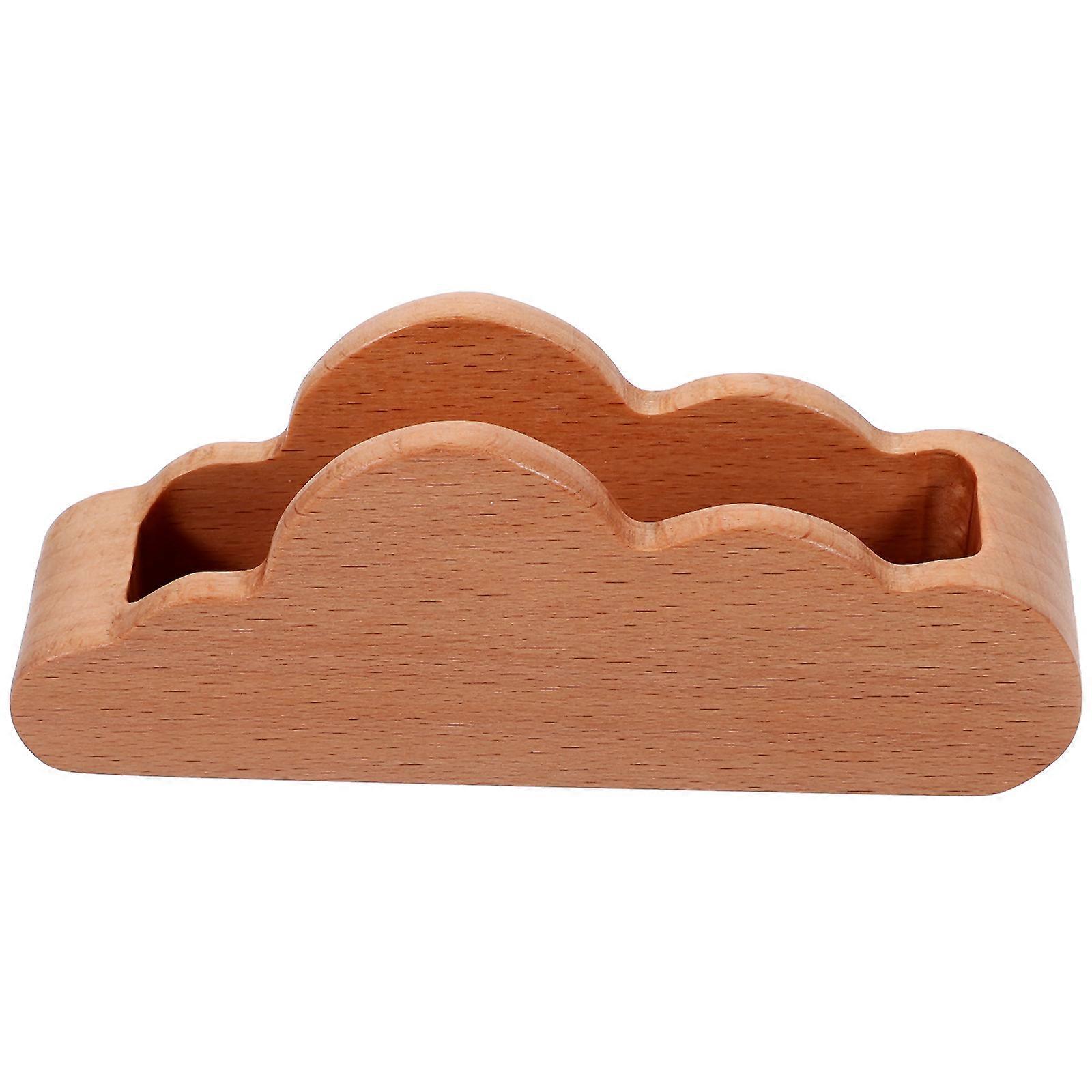 Card Holder Wooden Display Stand for Office Use 2Pcs Business Card Stand