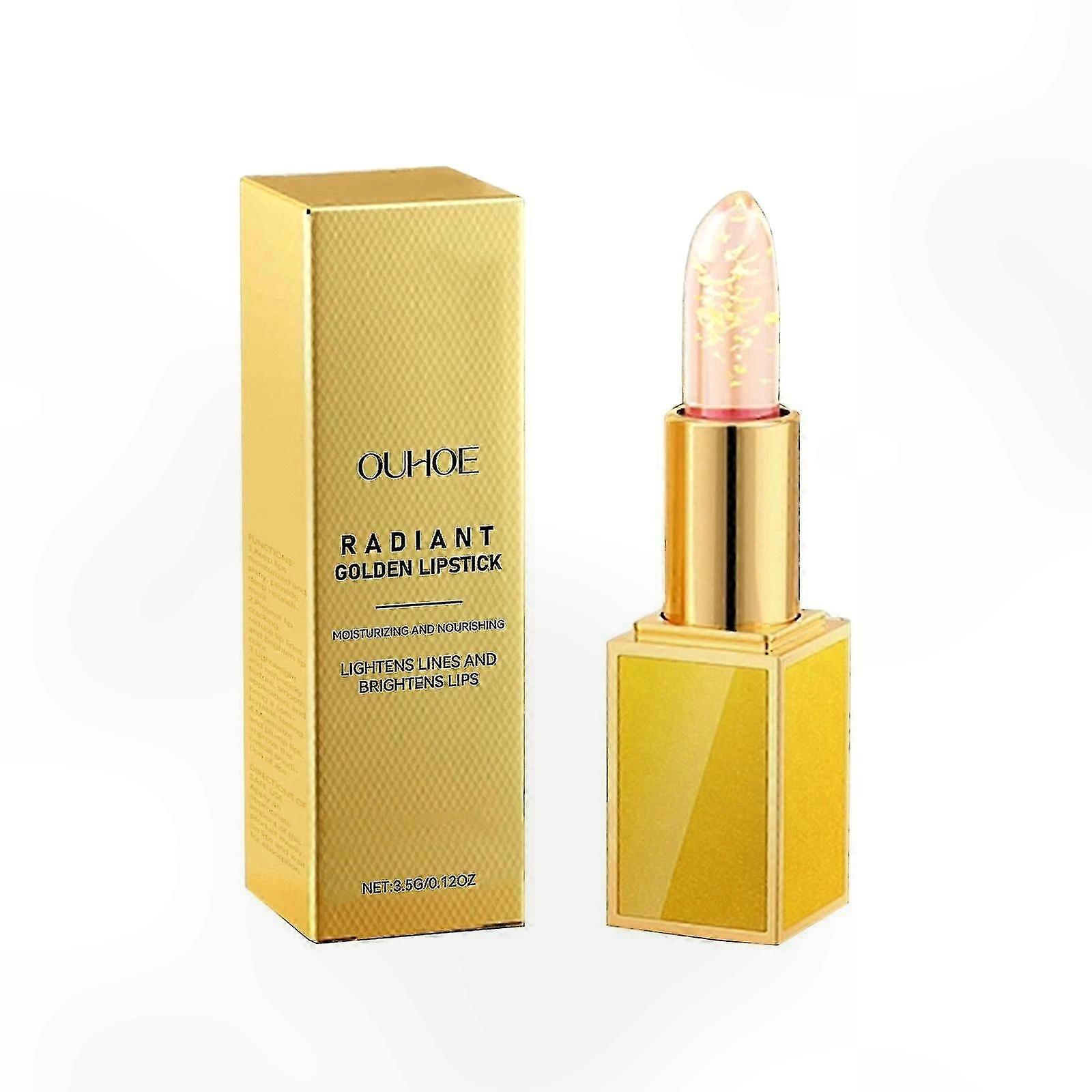 Gold Shimmer Lipstick with Moisturizing Shine, Long-Lasting Hydration and Nourishing Formula for Women