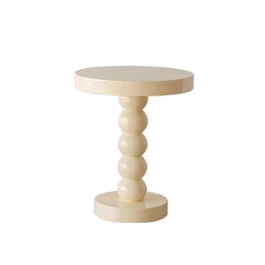 Vintage Solid Wood Sofa Side Table With Shelf Small Round Coffee Table Bedside Corner Couch White Finish