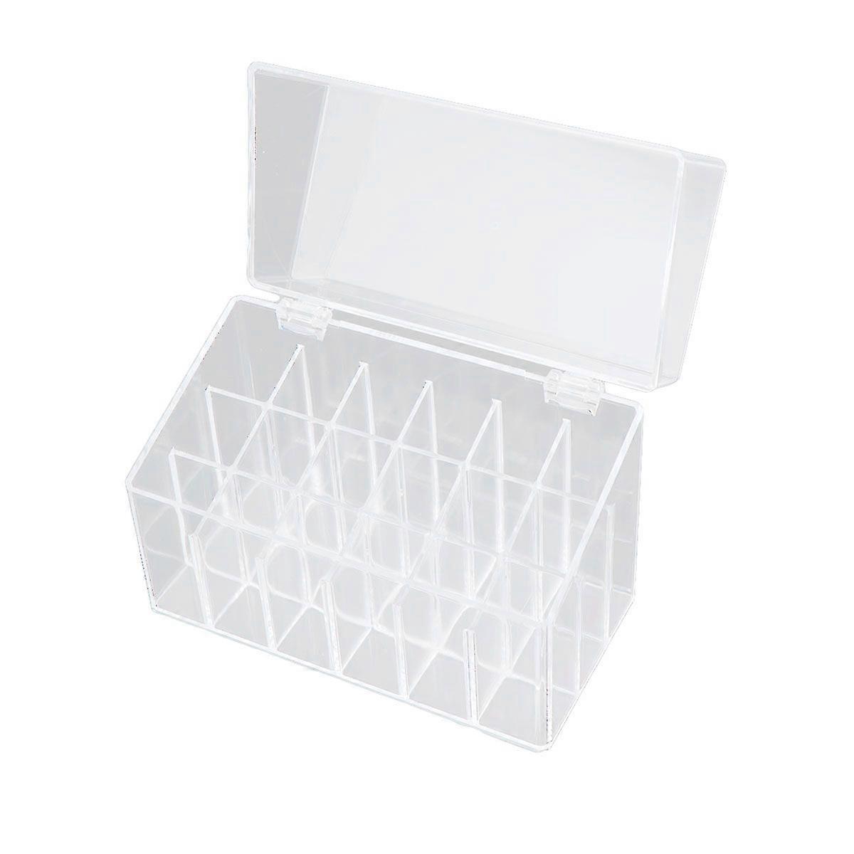 1pc Transparent Lipstick Storage Box Dustproof Makeup Holder 18 Slots Display Case with a for Women