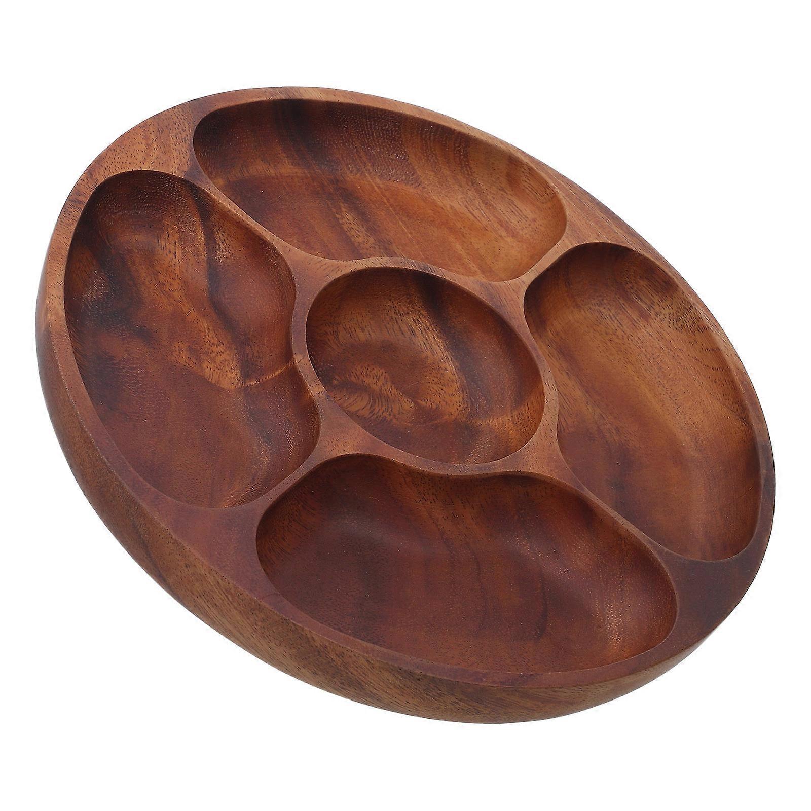 Divided Snack Box Wood Serving Tray for Snack