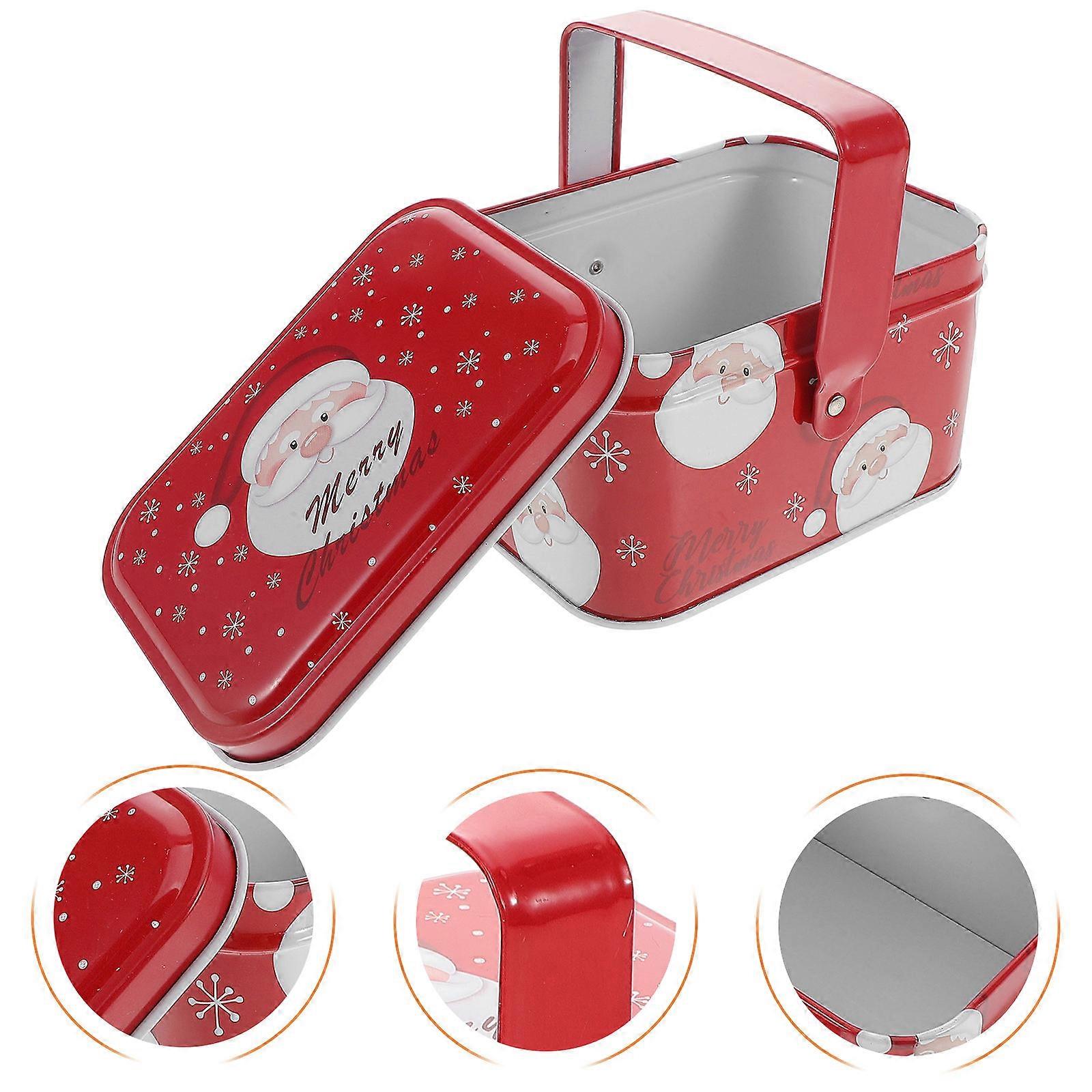 4Pcs Festive Christmas Cookie Tin Boxes for Storage Use with Handle