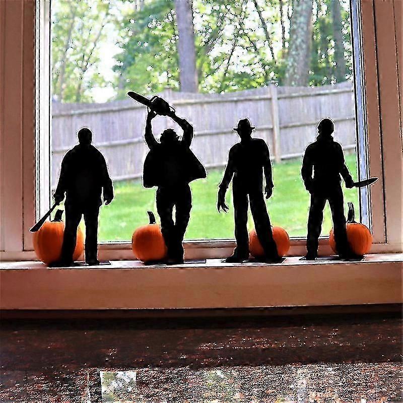 Set Of 4 Halloween Desktop Character Silhouette Ornament Decoration Skeleton Witch - Quan