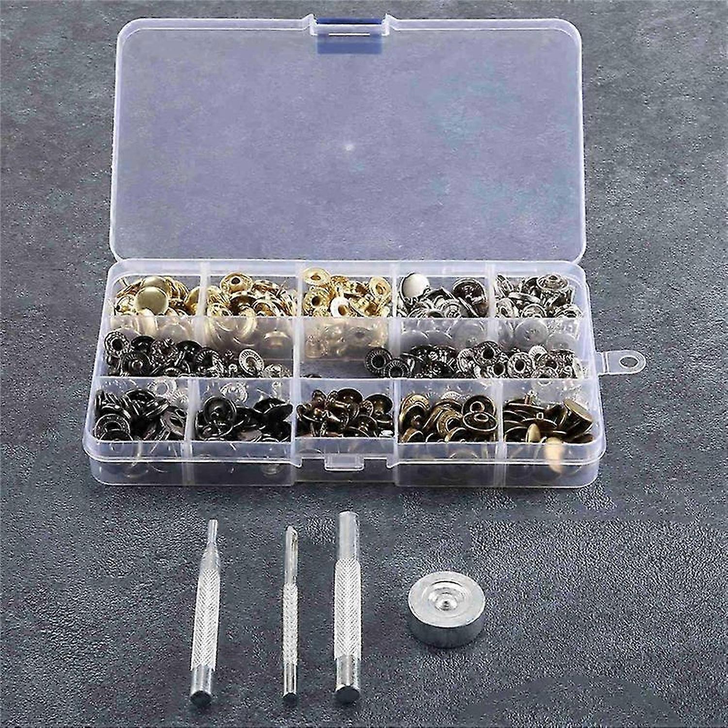 100 Set Leather Snap Fasteners Kit, 12.5Mm Metal Button Snaps Studs, 4 Color Leather Snaps for Cloth
