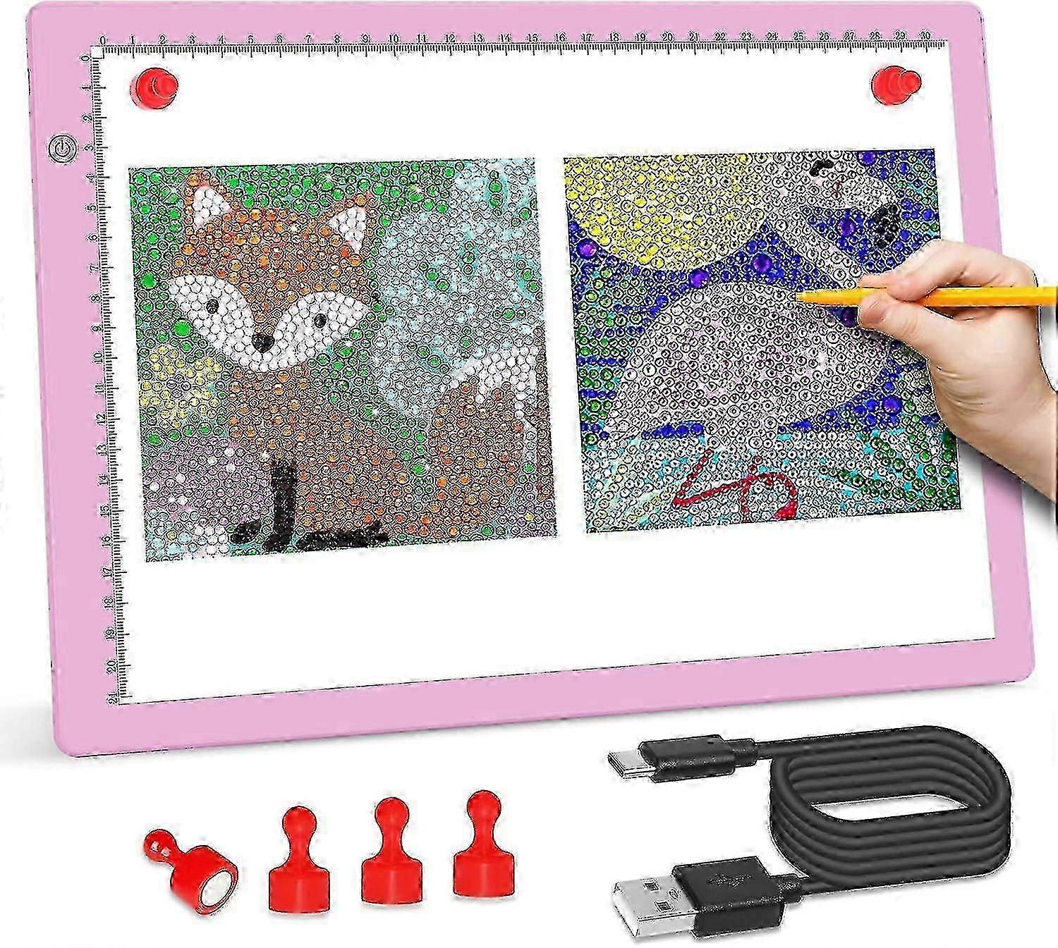 Rechargeable A4 Light Pad, LED Tracing Light Box for Diamond Painting, Light Board with Stepless Dimmable and Type-C Cable, Ultra-Thin Light Tabl
