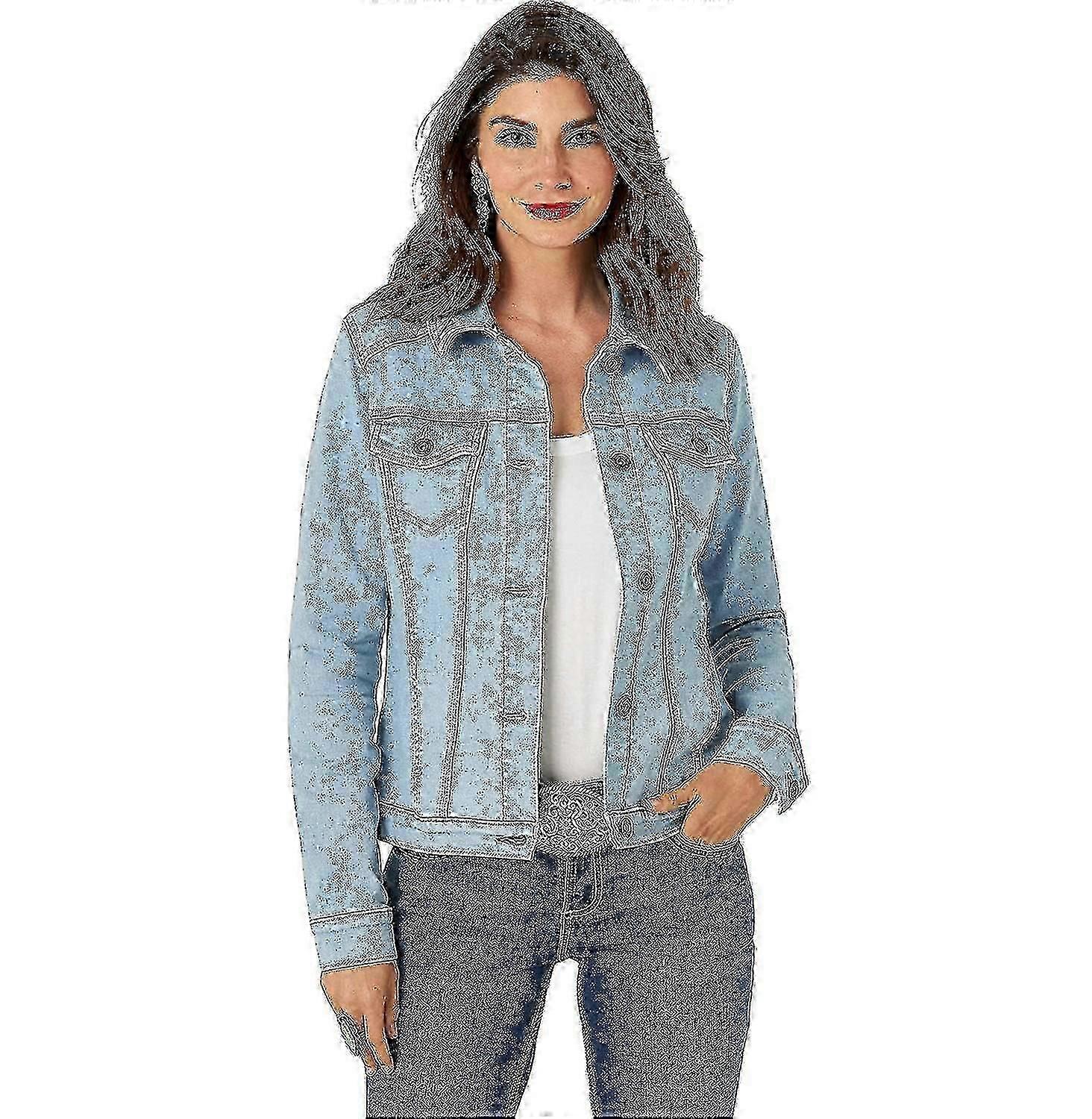 Stretch Denimjacka för kvinnor, Jean Jacka, Button Up Denim Jacket