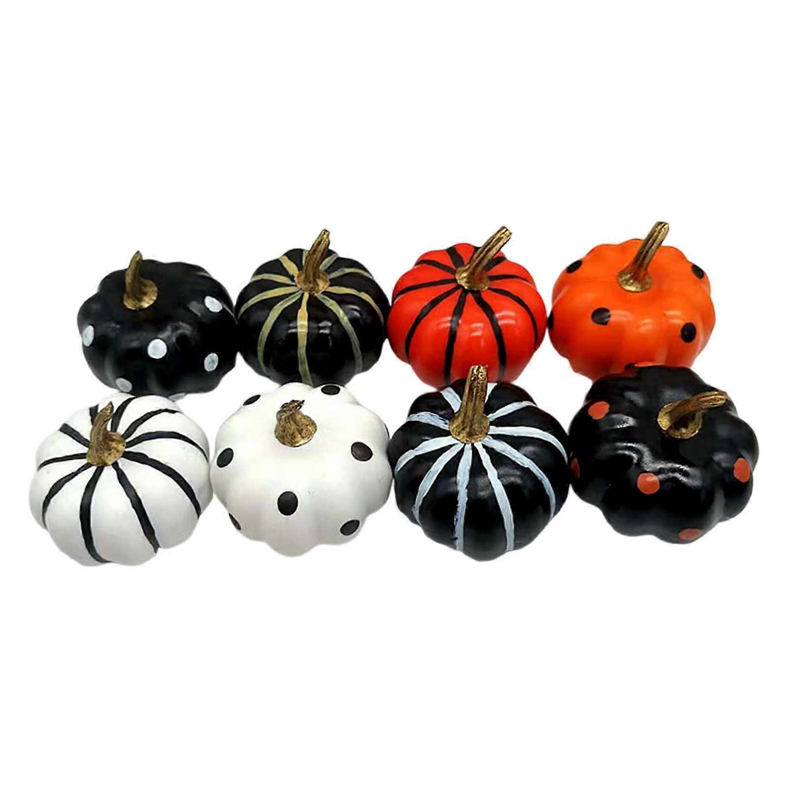 8PCS Textured Artificial Pumpkins Thin Plan Easy To Arrange For Wrap Dining Table Fall Theme Deck Multicolor