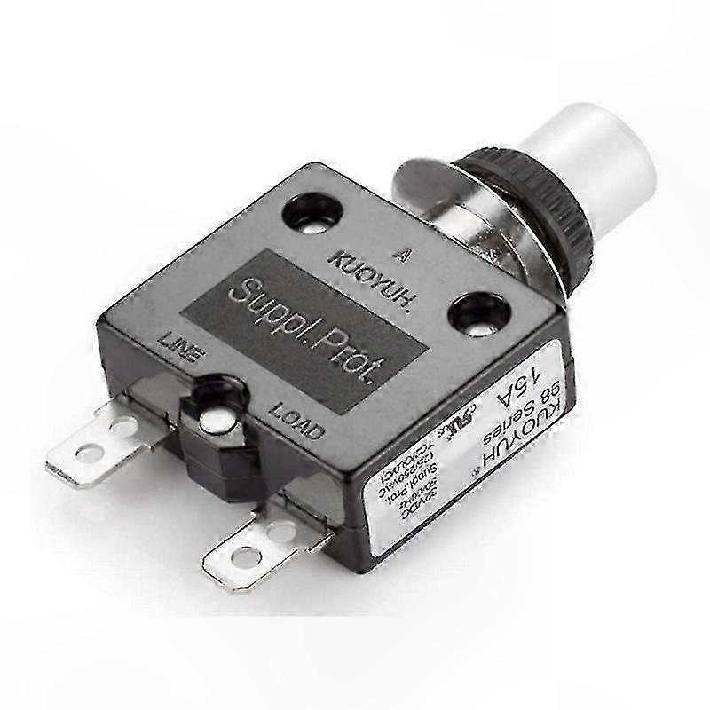 Thermal Overload Protector Switch, 15A Manual Reset Circuit Breaker with Straight Pin and Screw Pin, 3A-50A Mini Breaker for Electrical Safety