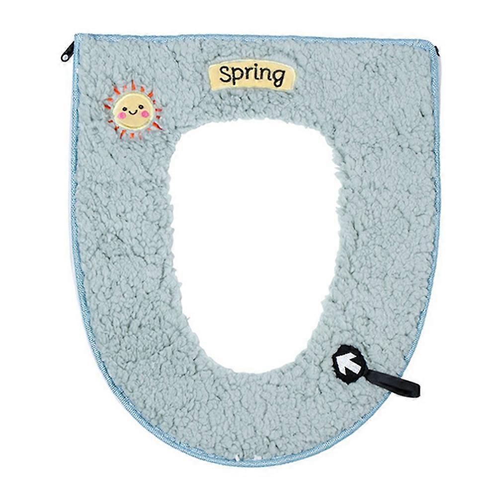 Toilet Seat Pads Zipper Sun Pattern for Warmth 1Pcs Green Mat