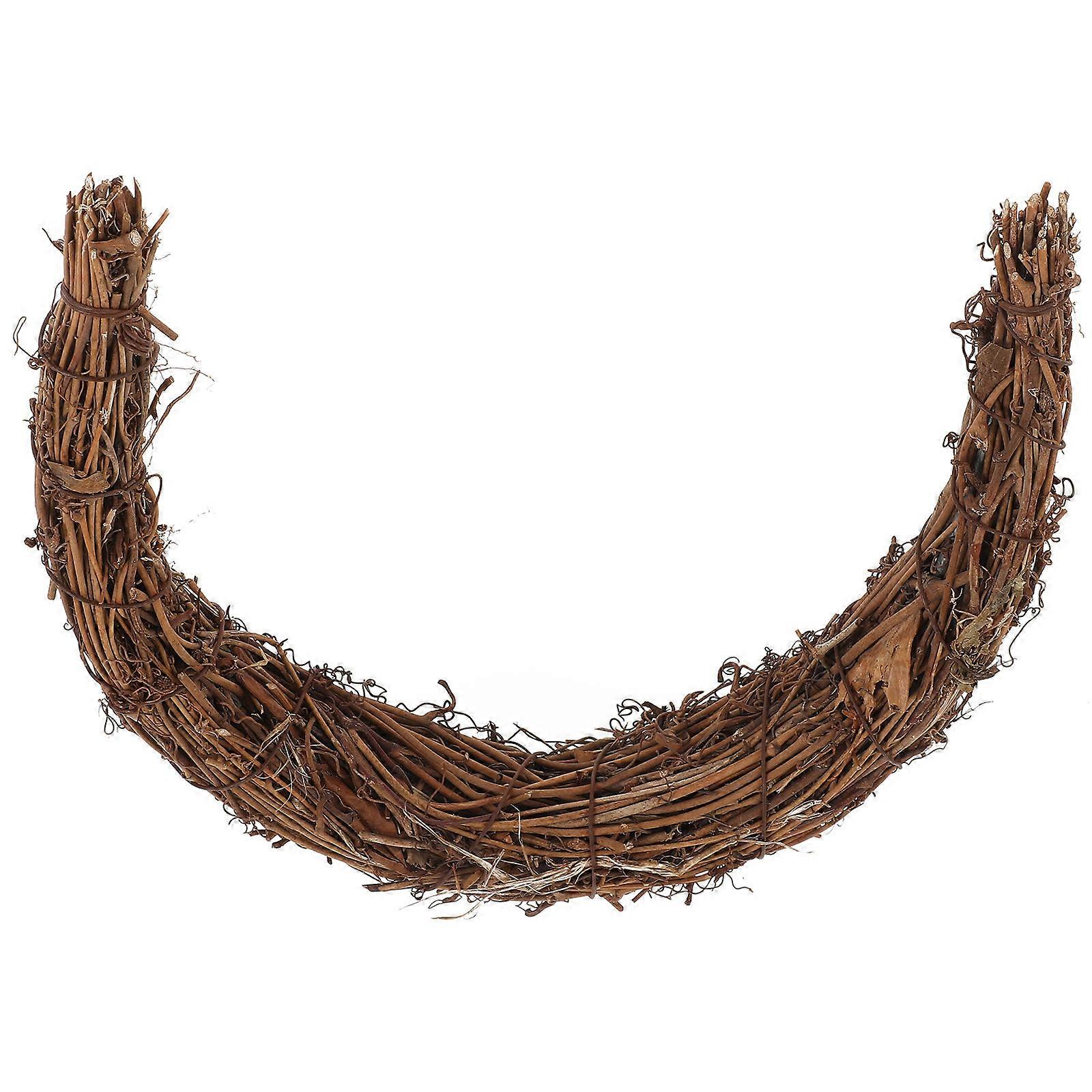 3Pcs Moon Shaped Wreath Frame for DIY Crafting Natural Wood Material