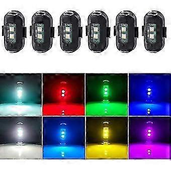 6pcs Led Aircraft Strobe Lights Rechargeable Mini Led Light 8 Colors Magnetic Led Anti Collision Strobe Light Motorcycle Night Riding Flashing Light F