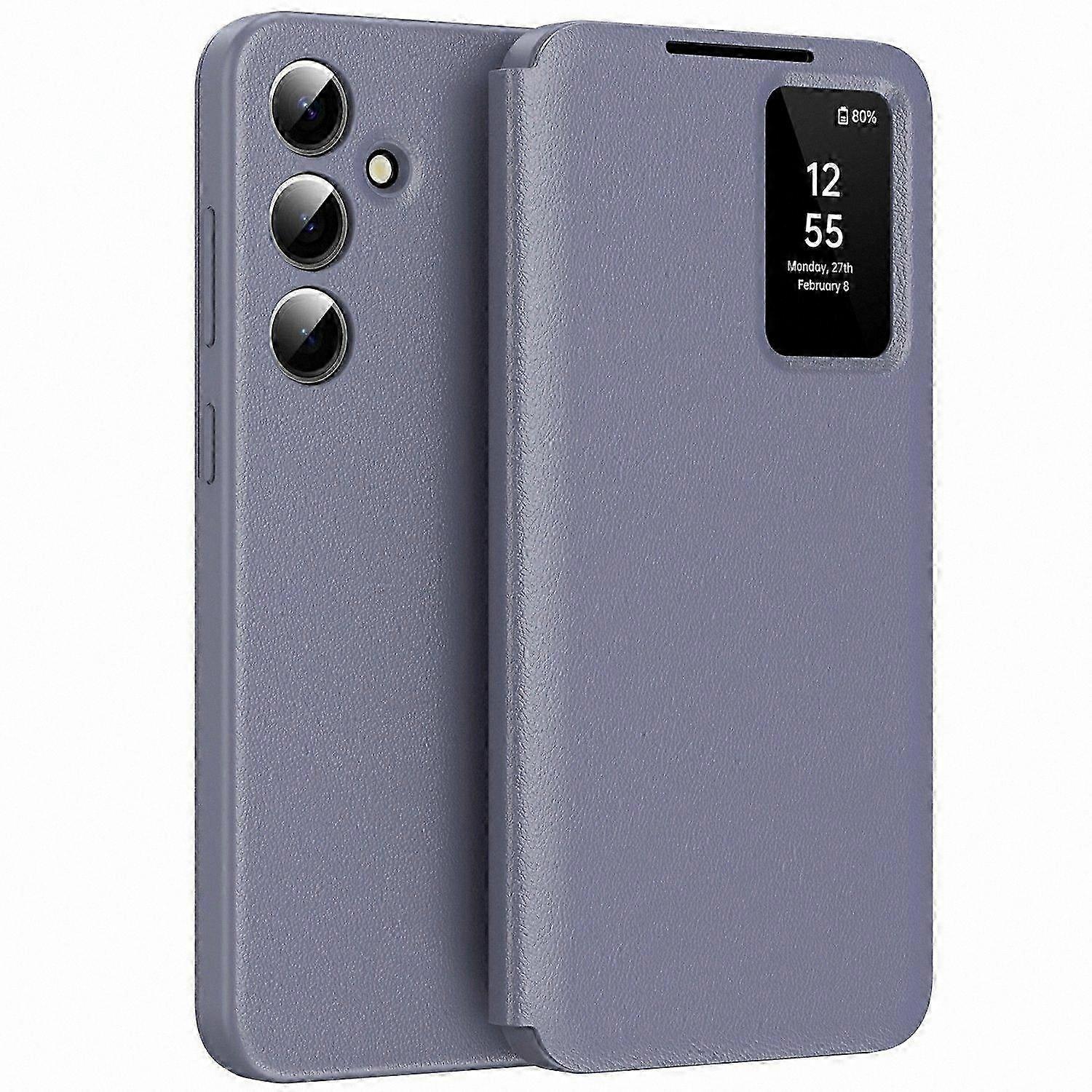 Smart View Window Leather Case with Card Holder for A56 5G - Protective Phone Cover