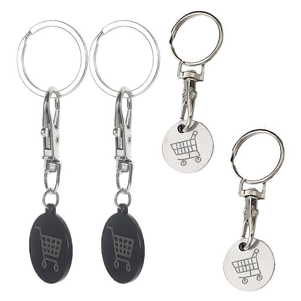 Shopping Trolley Token Keychain Metal Key Ring for Hanging Keys 12Pcs