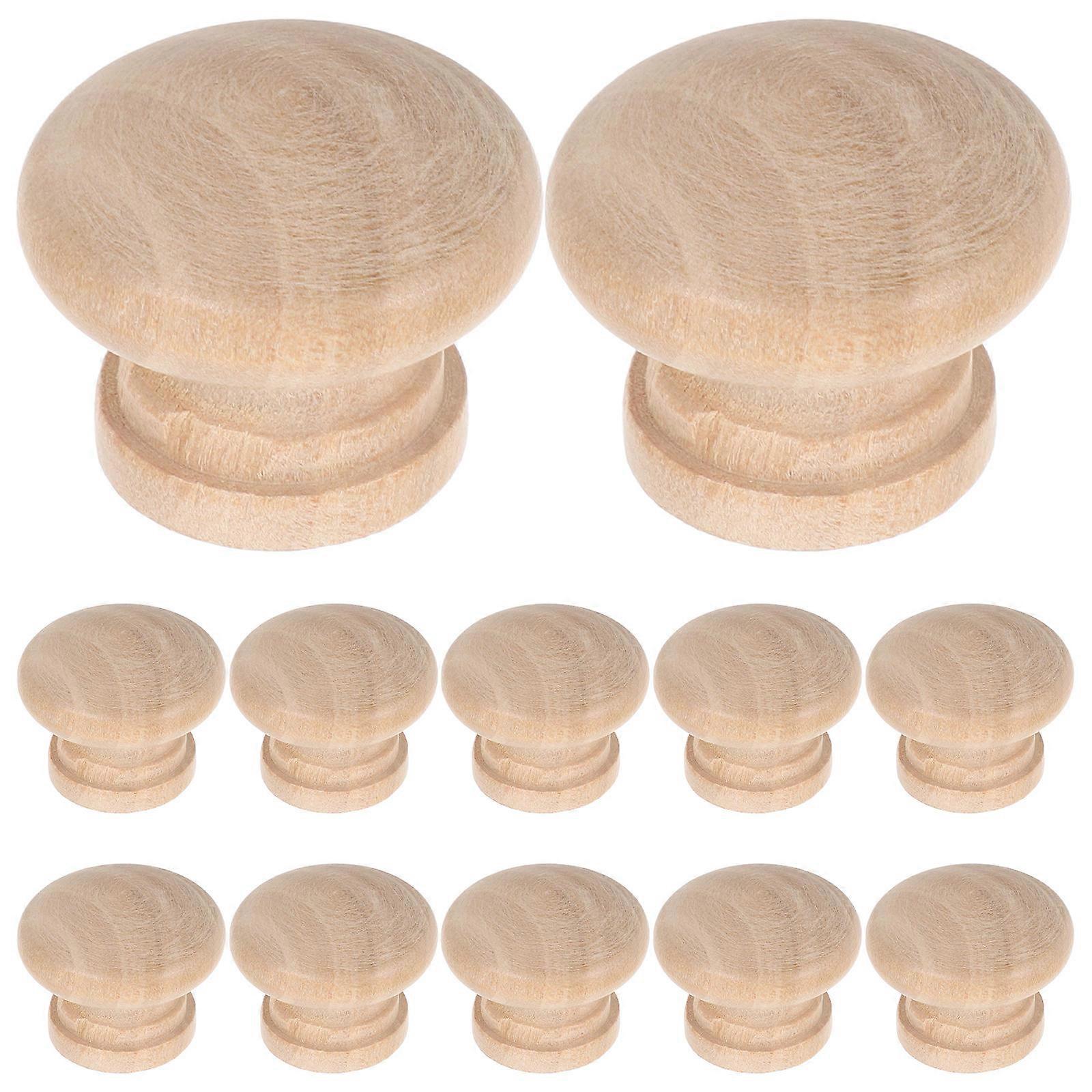 Wooden Drawer Pulls 12Pcs For Cabinets Retro Design Khaki Color Durable Easy Installation