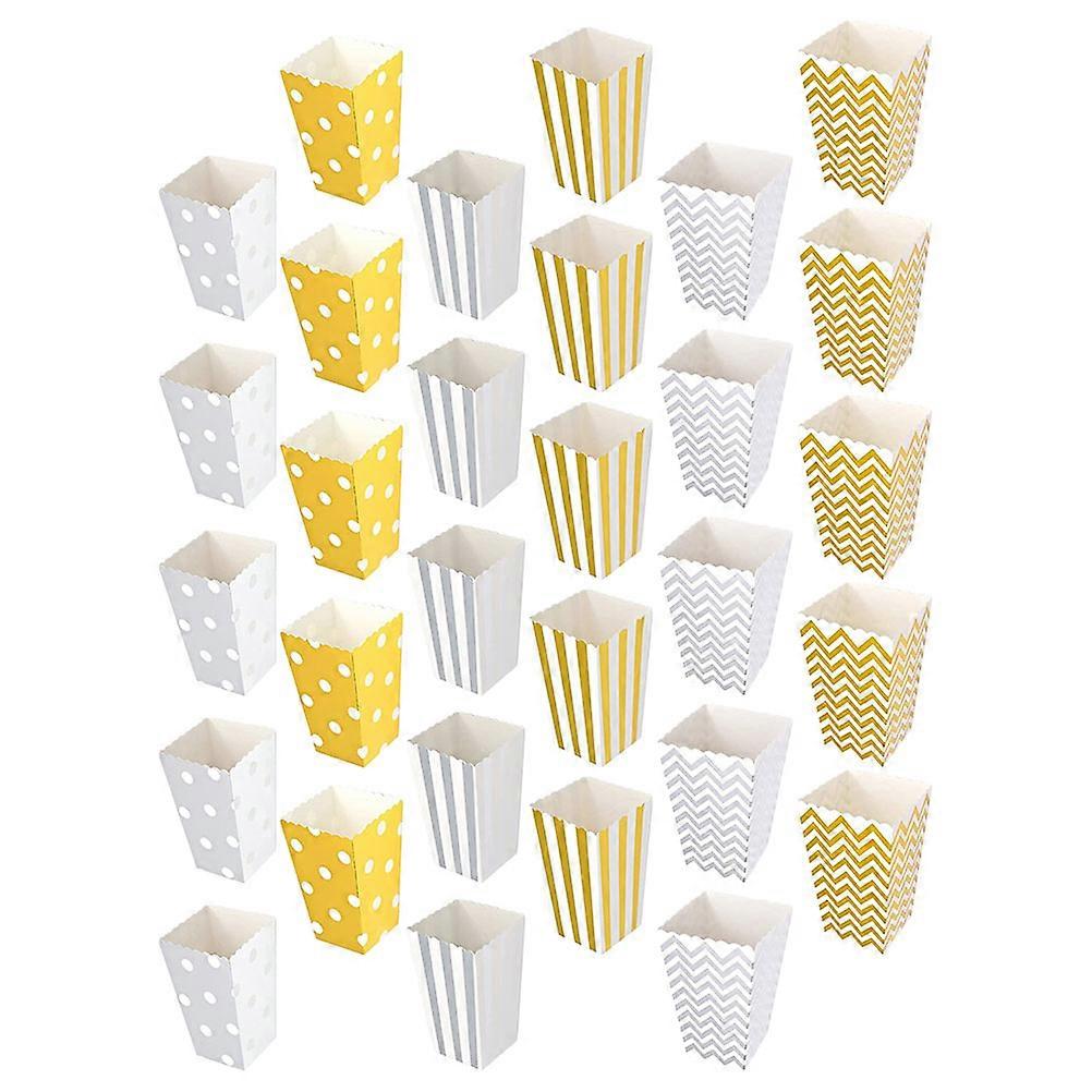 Party Style 30Pcs Dot Stripe Wave Popcorn Boxes For Kids Treat Bag Storage
