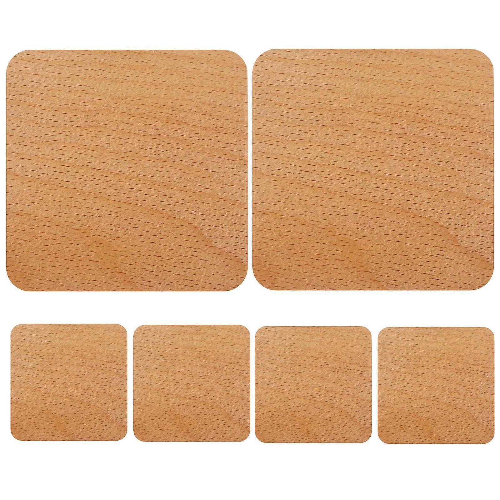 30 Pcs Light Brown Wood Coasters Square Heat Insulation Cup Mats With Simple Design For Home Use And Coffee Shops