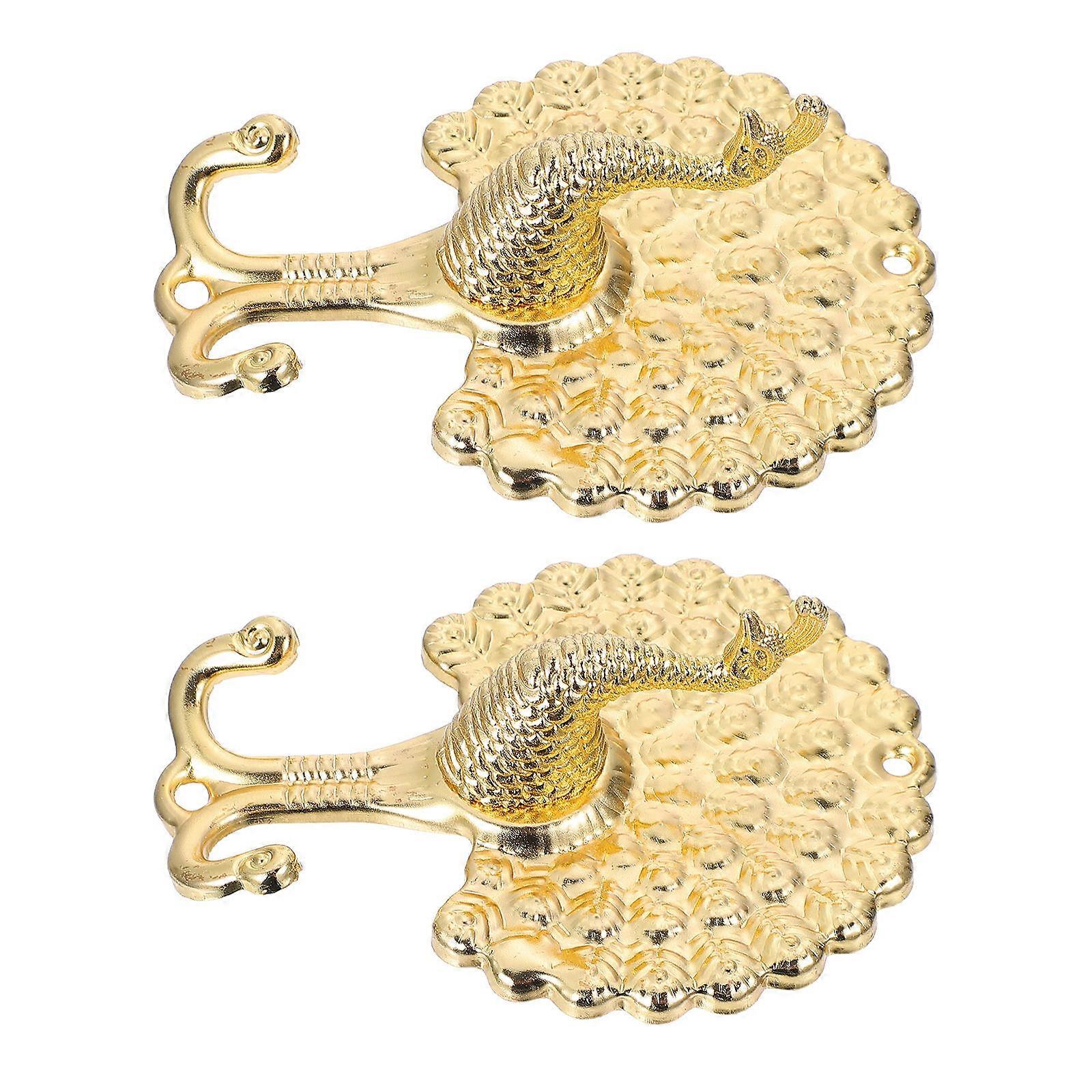 Wall Hook Peafowl Design for Curtain Holding 2Pairs Set
