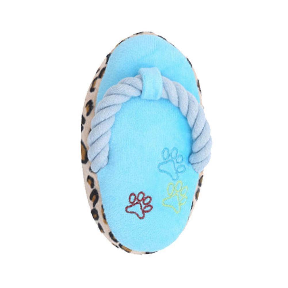 Interactive Dog Bite Toy Slipper Shape for Chewing 3Pcs Blue Plush