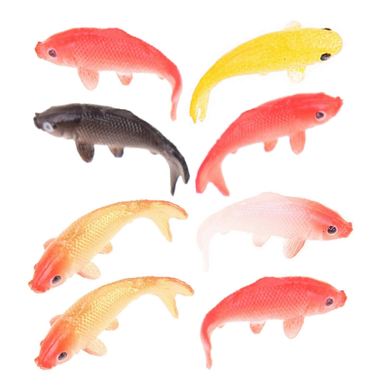 Assorted Color Mini Fish Model Mixed Style 2.00X0.60X0.60cm Tiny House Decoration PVC 24Pcs