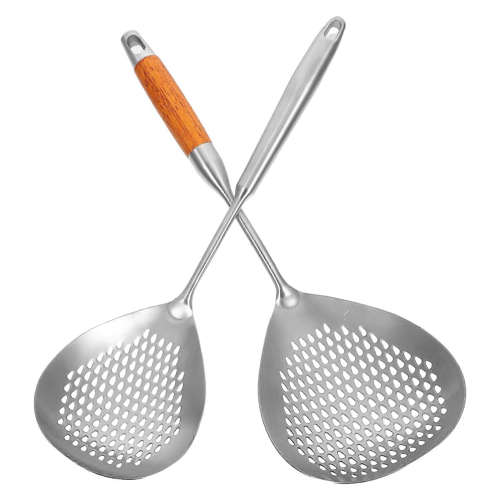 Metal Pasta Strainer Skimmer Spoon Set For Cooking And Frying Assorted Color Slotted Design With Long Handle 4 Pcs