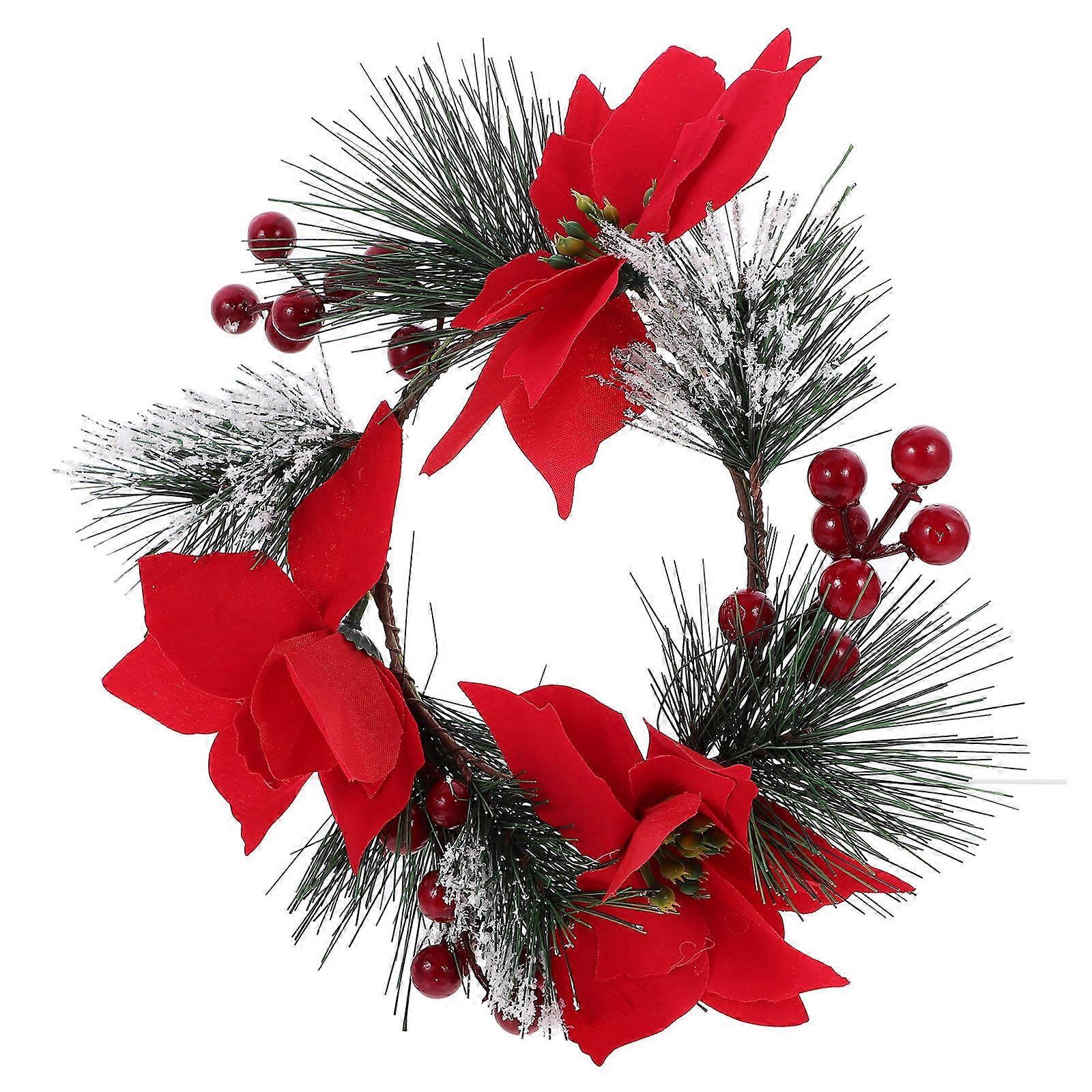 4Pcs Christmas Candle Ring Wreath Beautiful Decoration For Use Square Shape