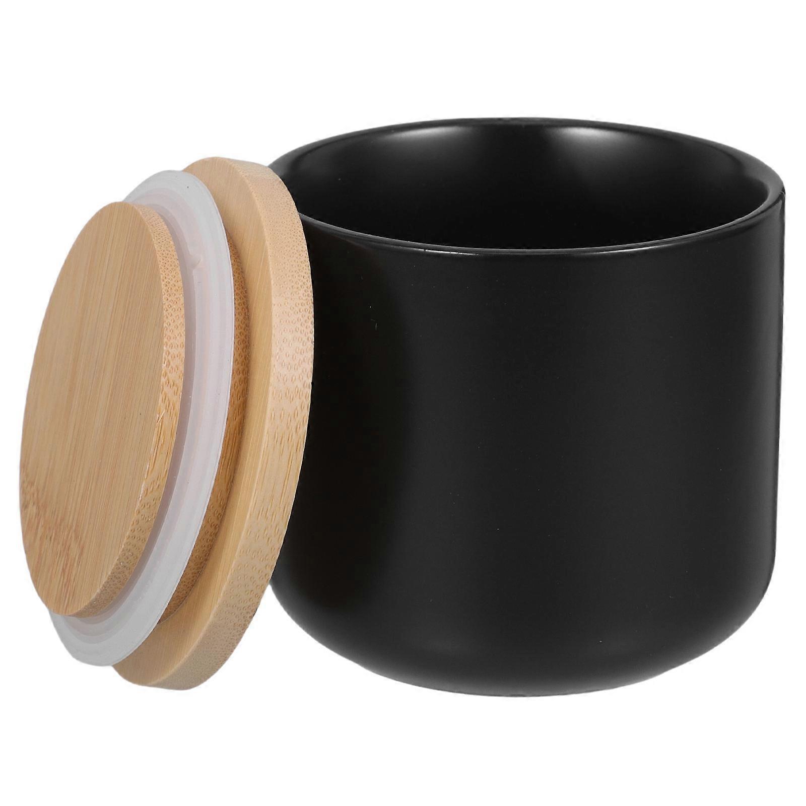 Dry Food Storage Ceramics Container for Sealing 2Pcs Black Small