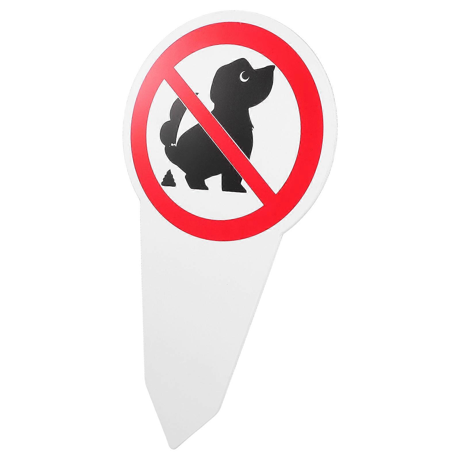 Outdoor Dog Poop Warning Signs 3Pcs With Stake For Garden Lawn White Color Promotes Cleanliness Rectangular Shape